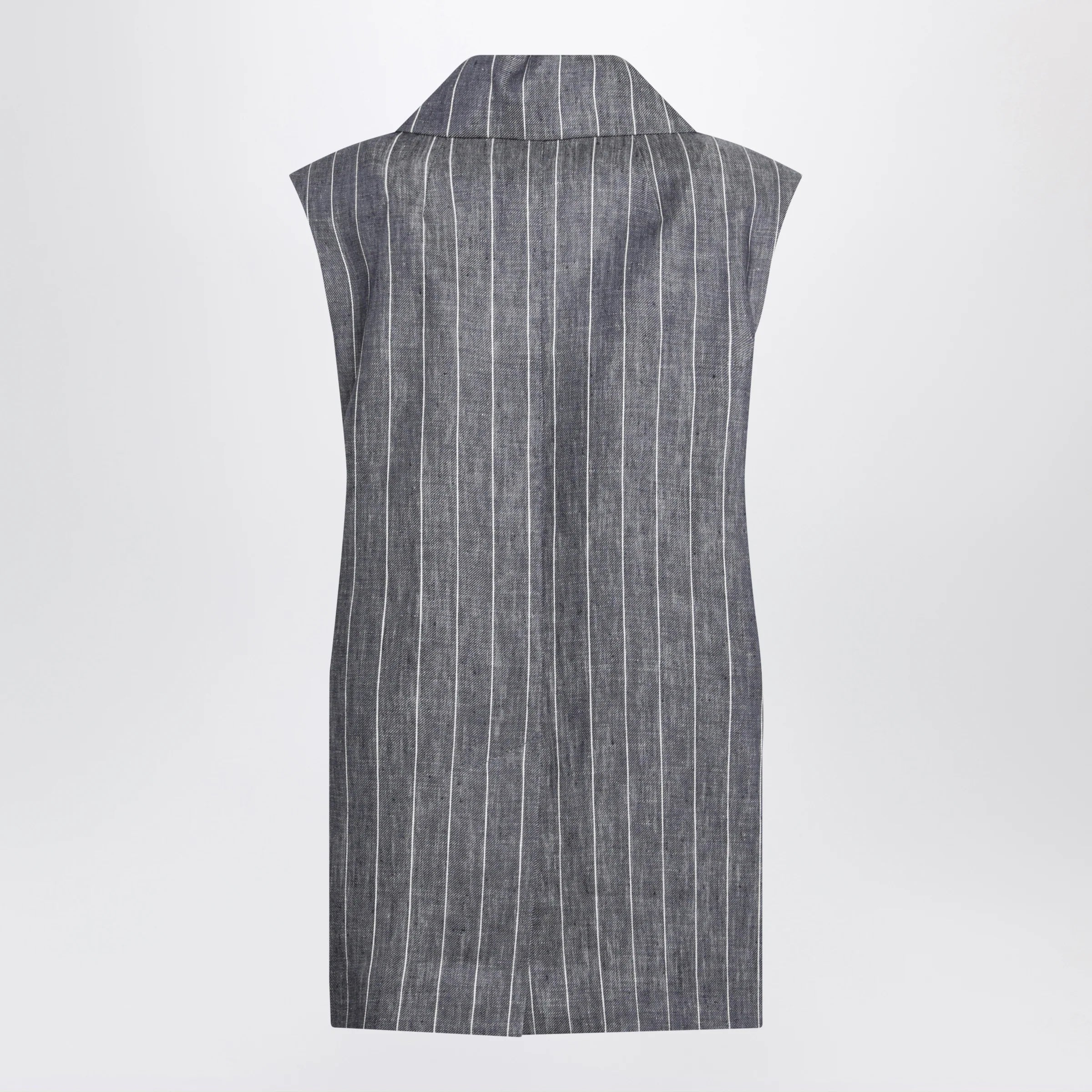 S Max Mara Double-Breasted Pinstripe Linen Vest