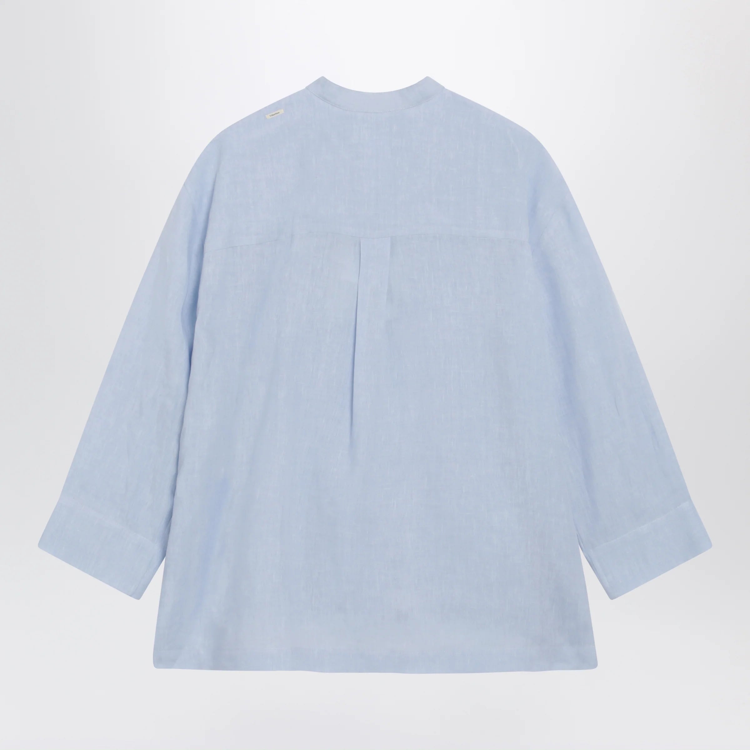 S Max Mara Light blue pure linen mandarin-collar shirt