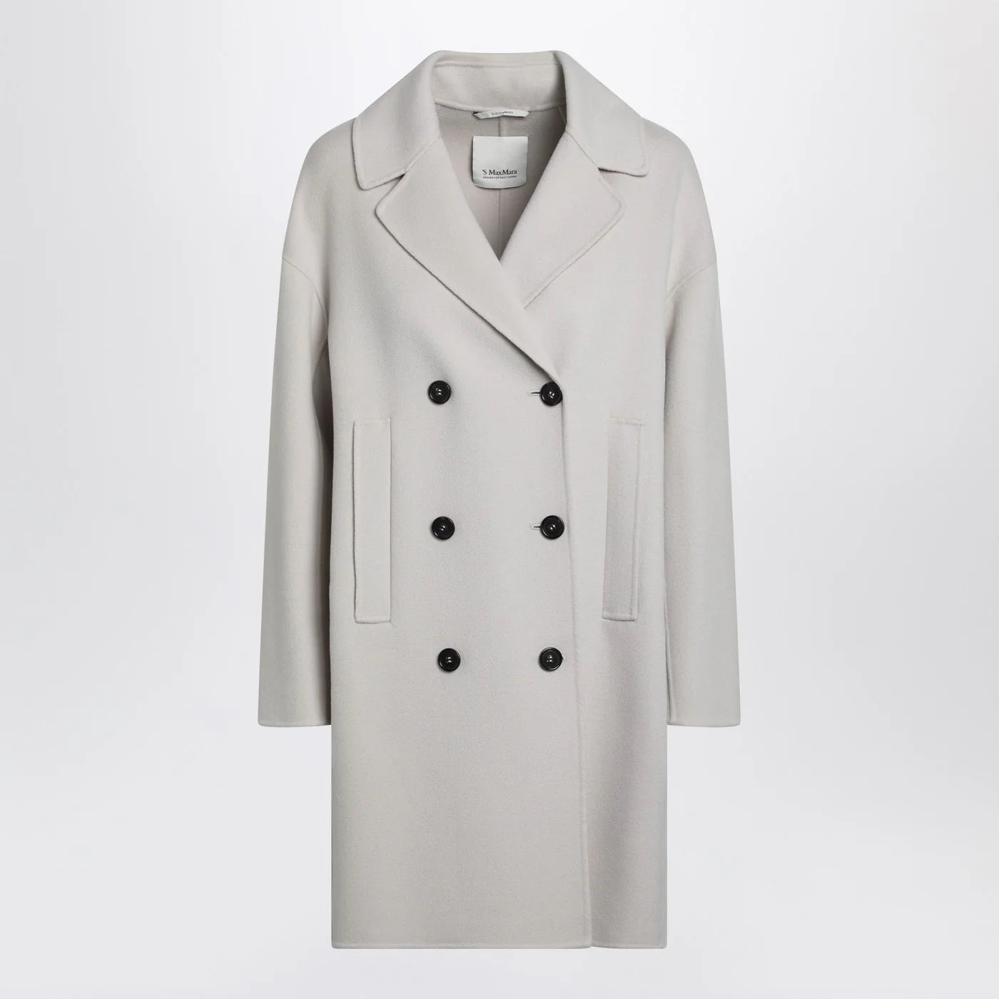 S Max Mara Sand-coloured midi coat in wool drap