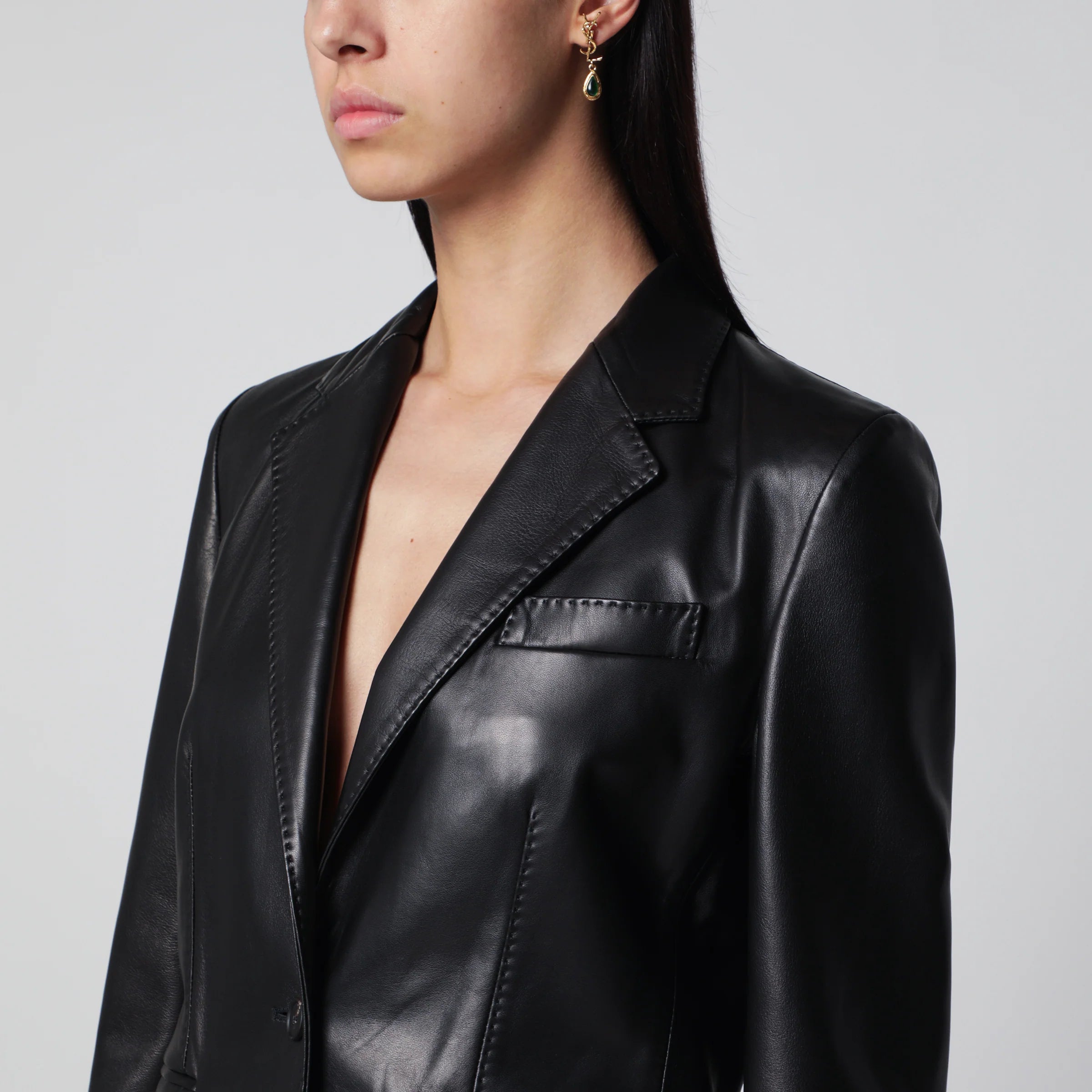 Tagliatore Black single-breasted leather jacket
