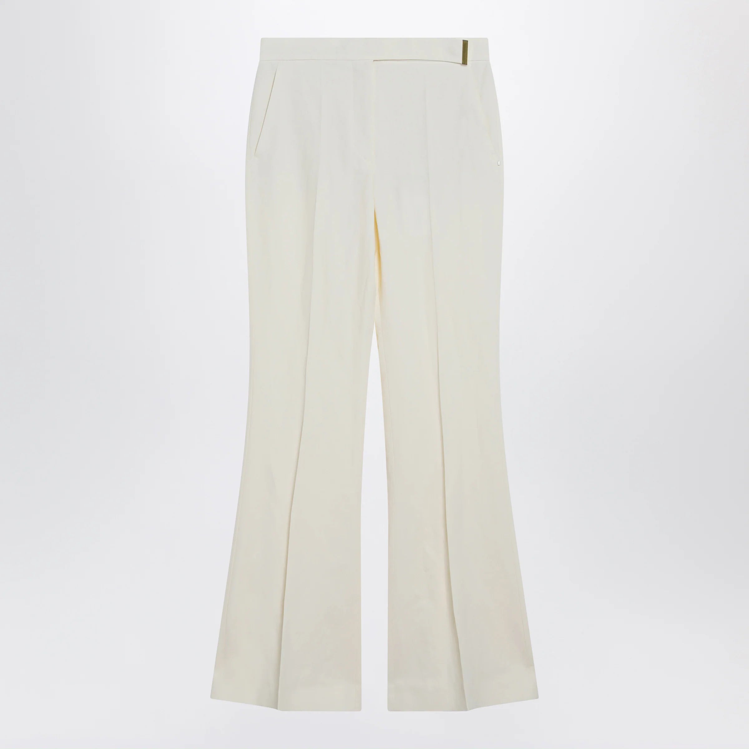 Sportmax Low-rise flare trousers in viscose and textile paper