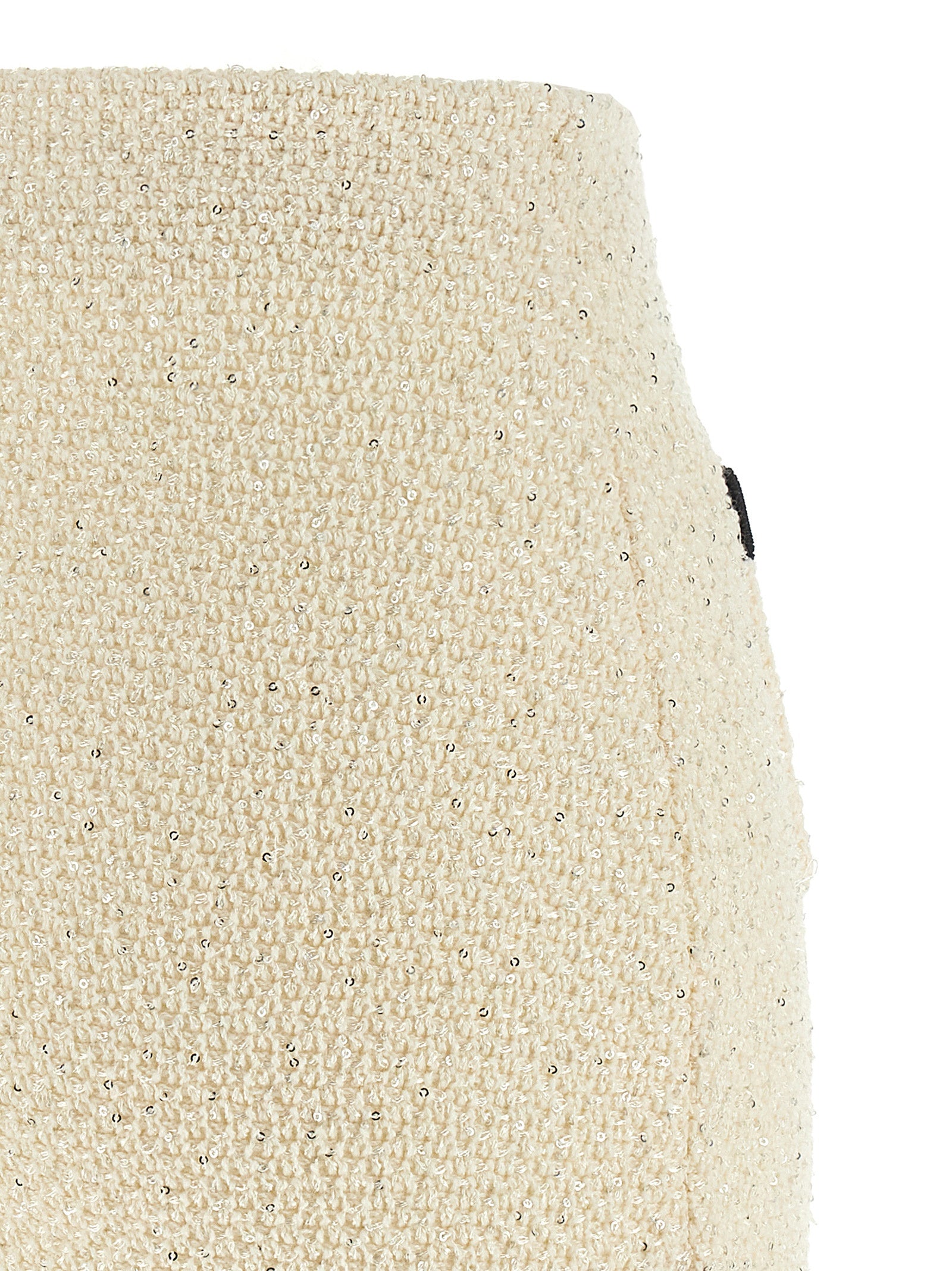 Self-Portrait Cream Sequin Knit Mini Skirt