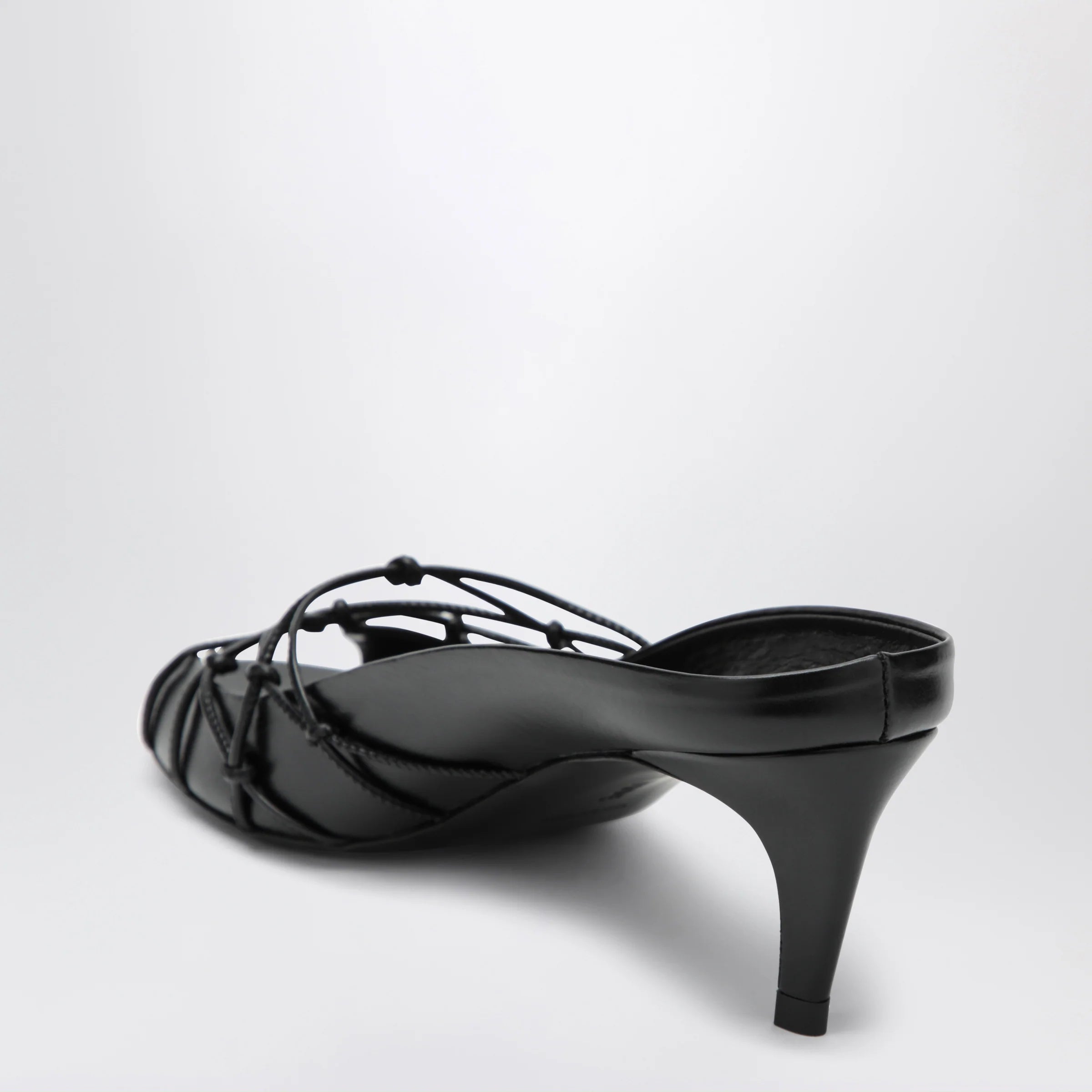 Jude Knotty black leather slide sandals