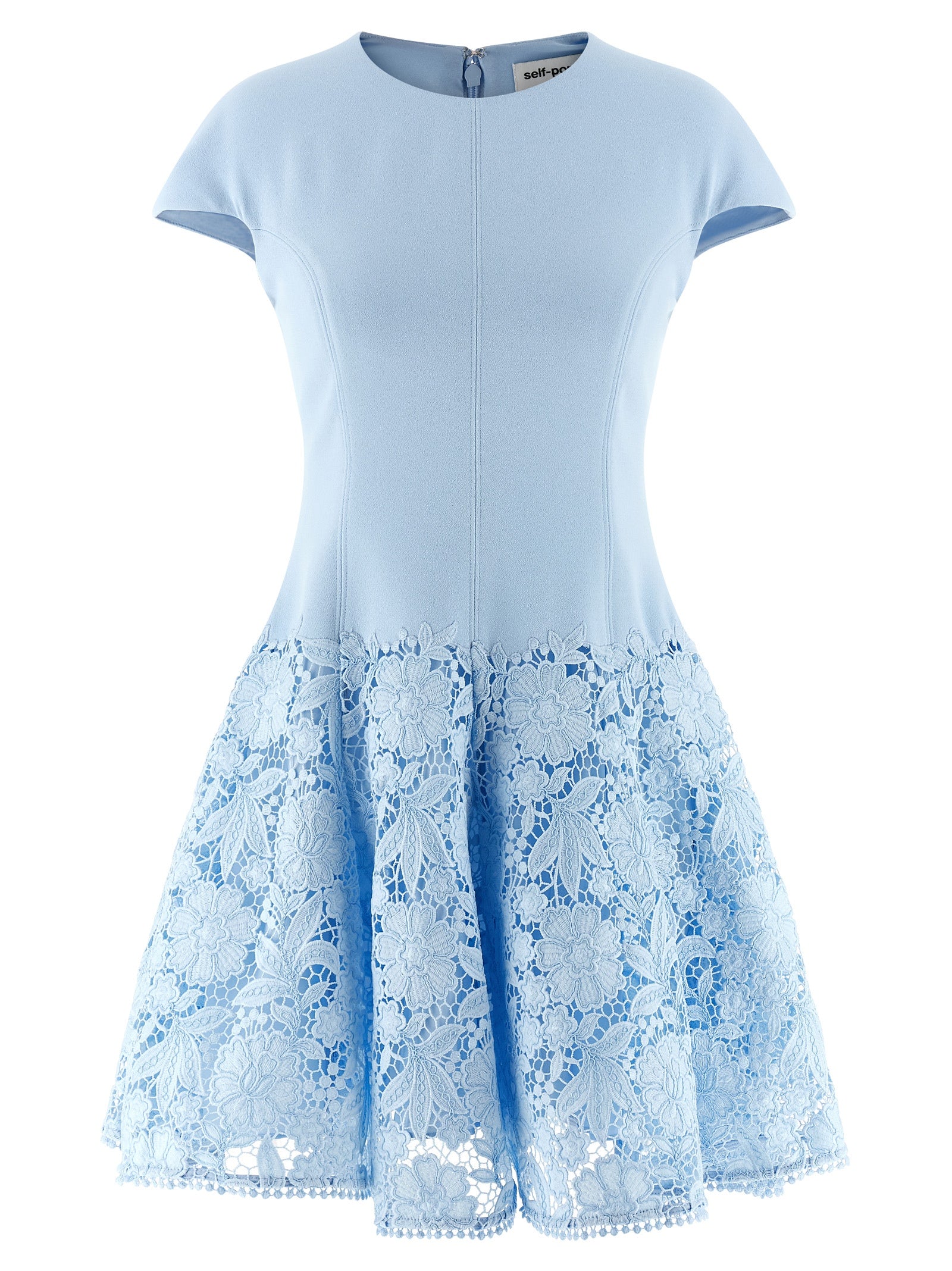 Self-Portrait Blue Crepe Lace Dress