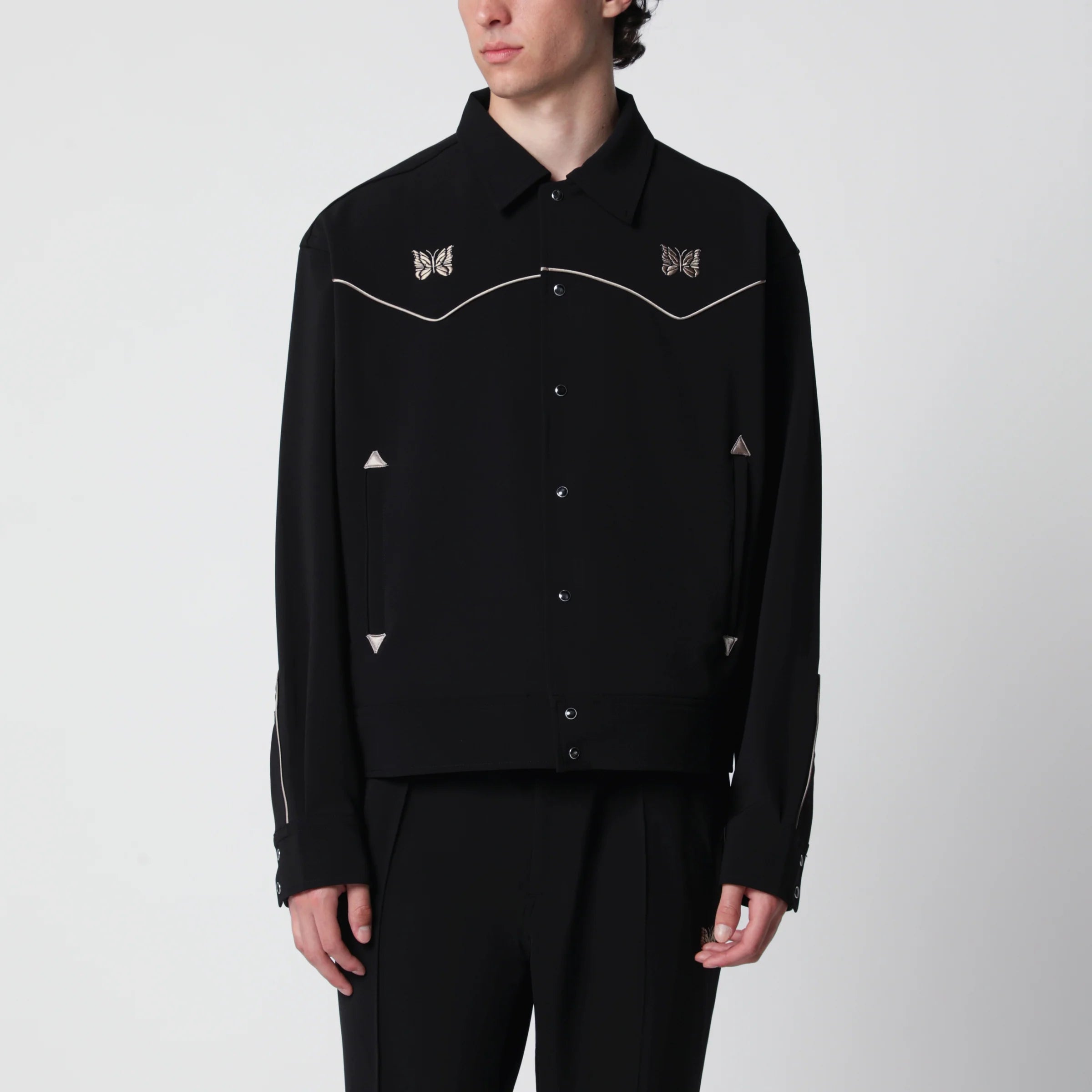 Needles Piping cowboy jacket in stretch polyester black