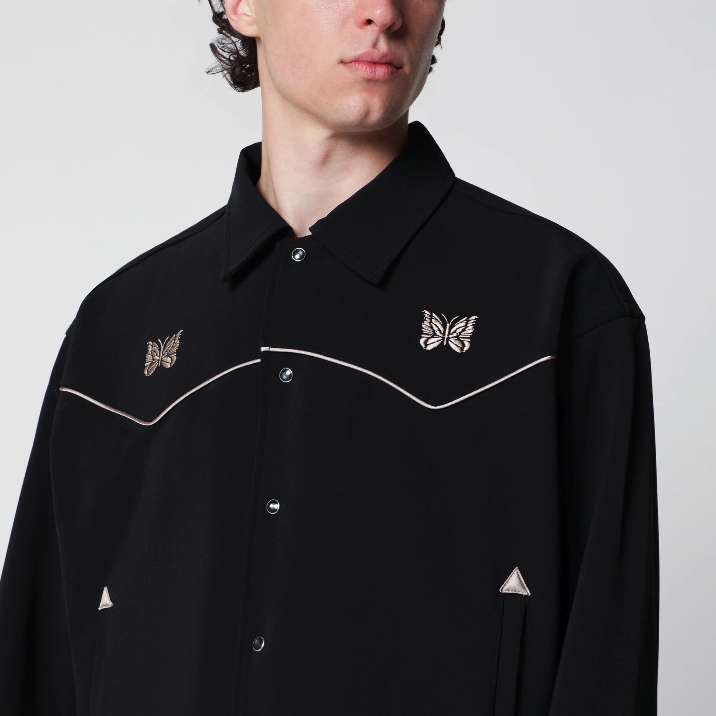 Needles Piping cowboy jacket in stretch polyester black