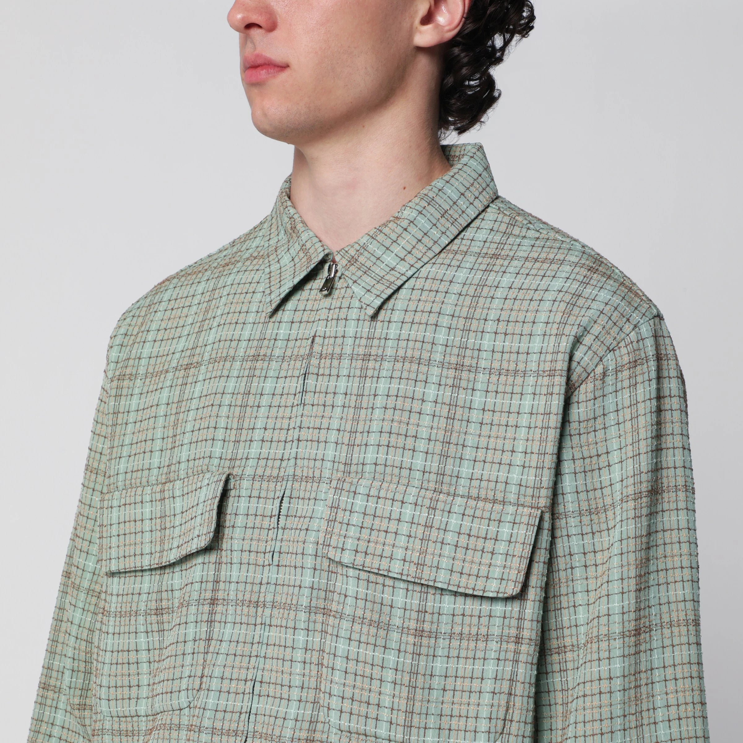 Needles Dobby Grid sporty jacket in rayon blend, mint