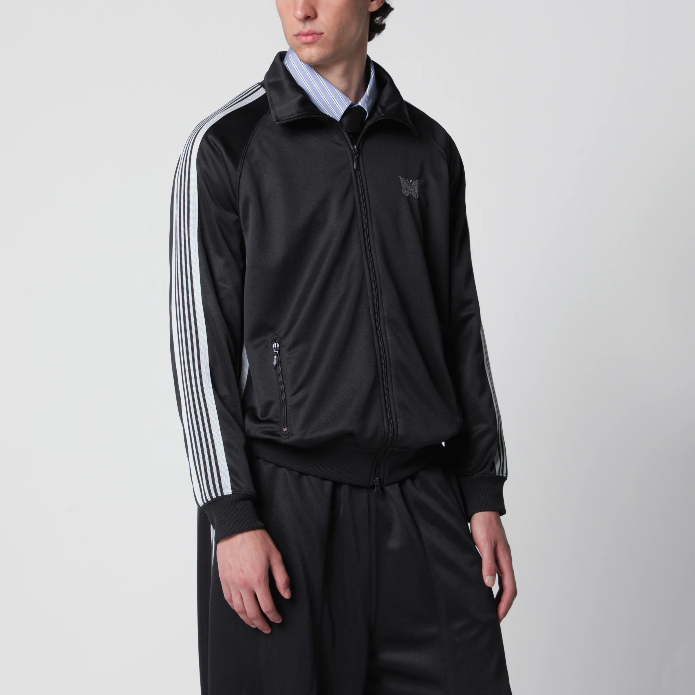 Needles Jacquard polyester track jacket in charcoal