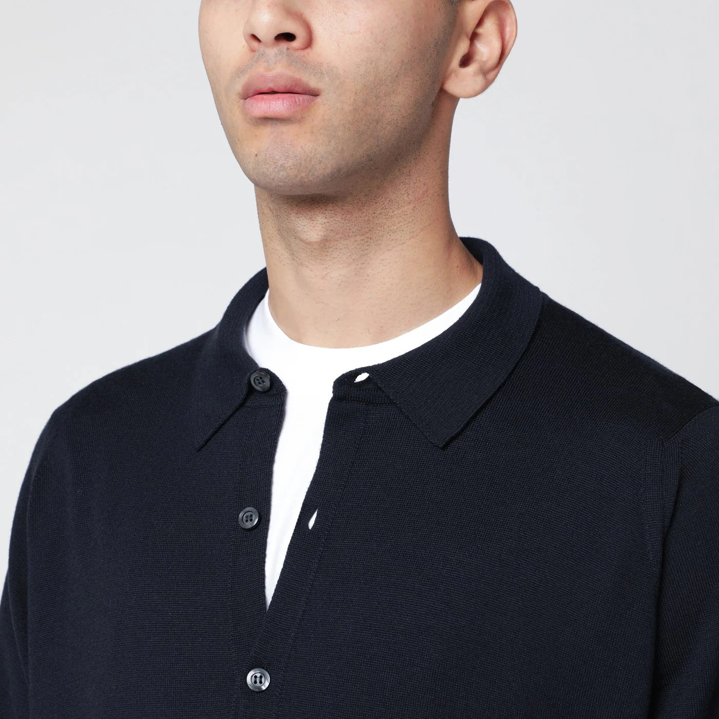 JOHN SMEDLEY Navy wool cardigan