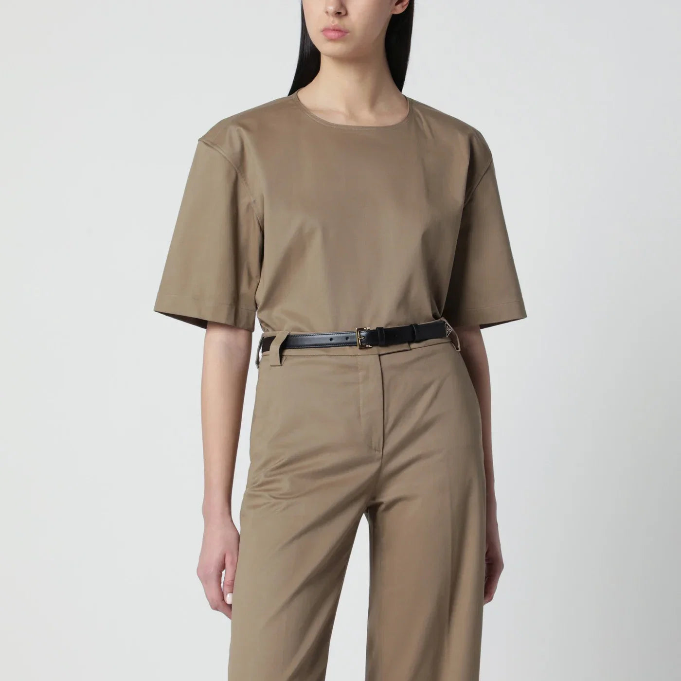 TheLatest Short-sleeve cognac cotton top