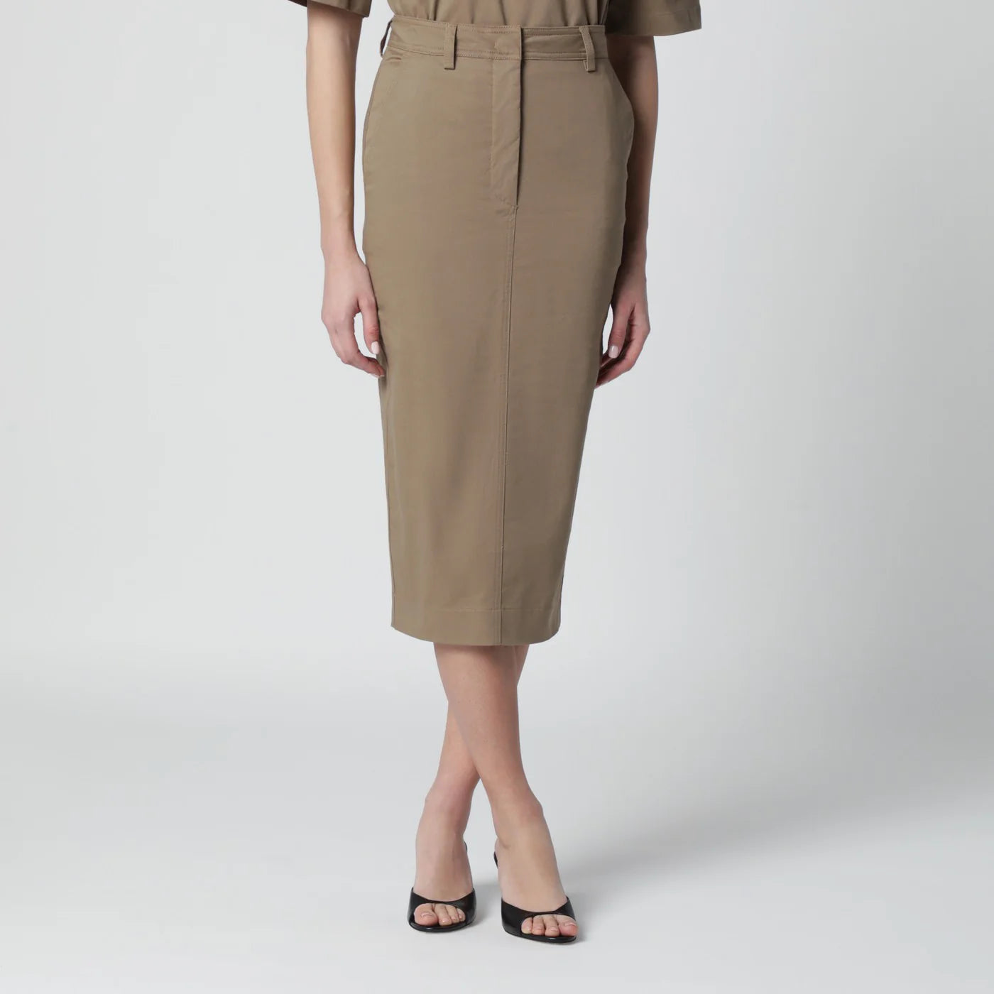 TheLatest Cognac cotton pencil skirt