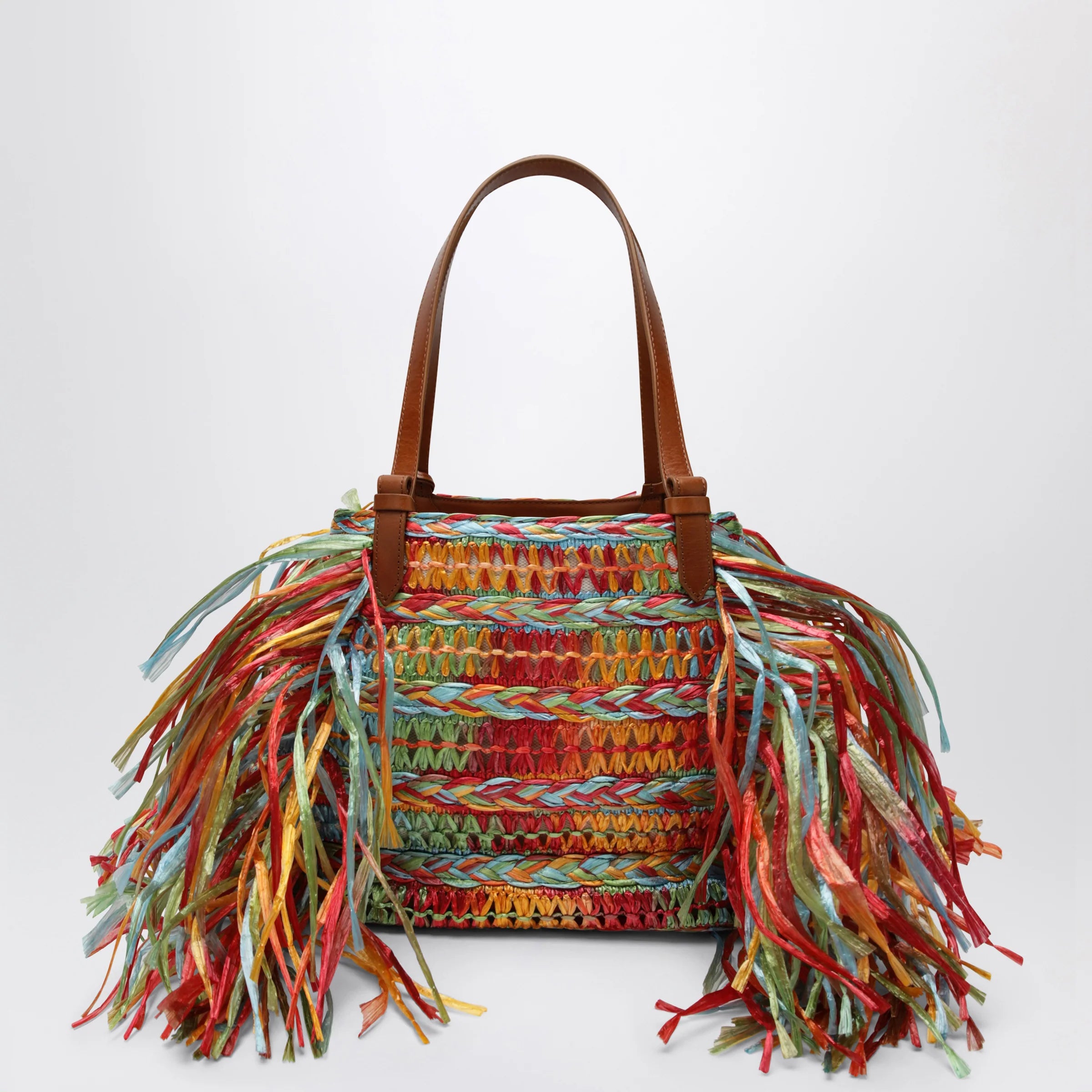 Aquazzura Trancoso tote bag in raffia, multicolor