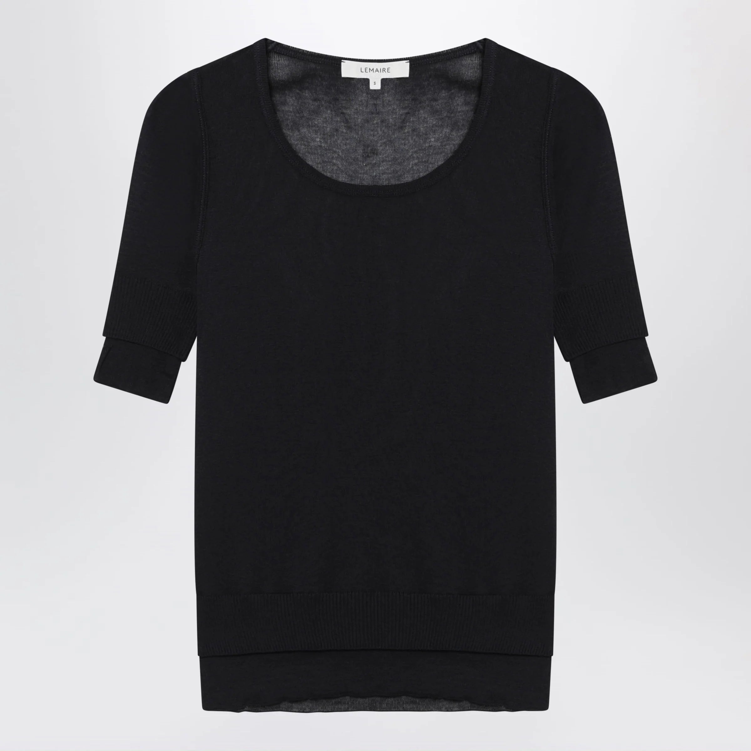 LEMAIRE Midnight blue trompe-l'oeil top in viscose and silk