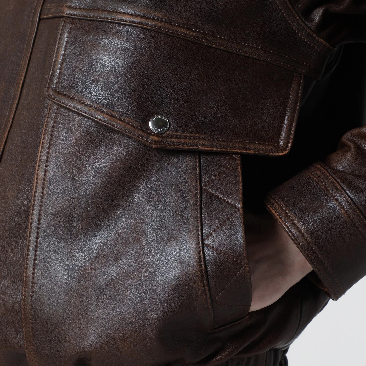 Dunst Brown leather bomber jacket