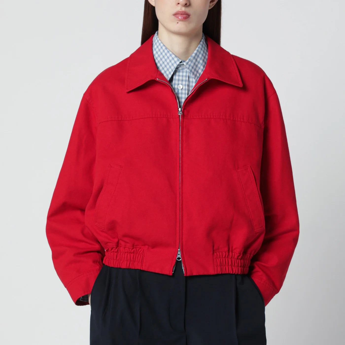 Dunst Red cotton zip-up jacket