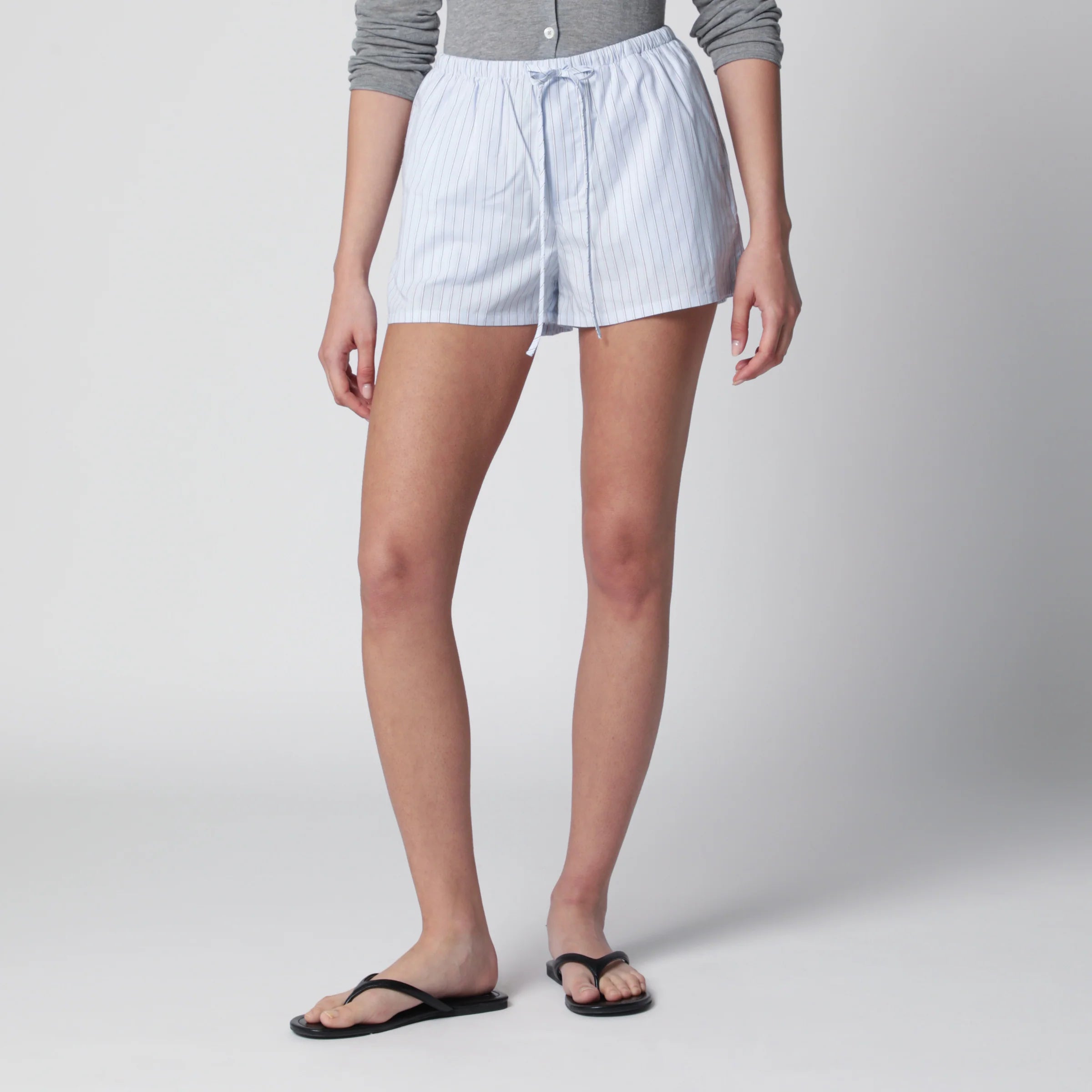 Dunst Light blue striped pajama mini shorts