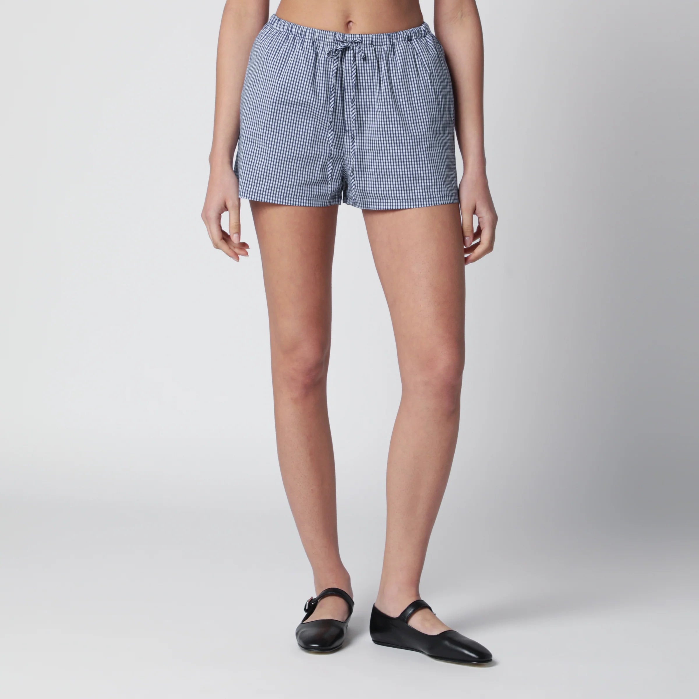 Dunst Navy blue gingham pajama mini shorts