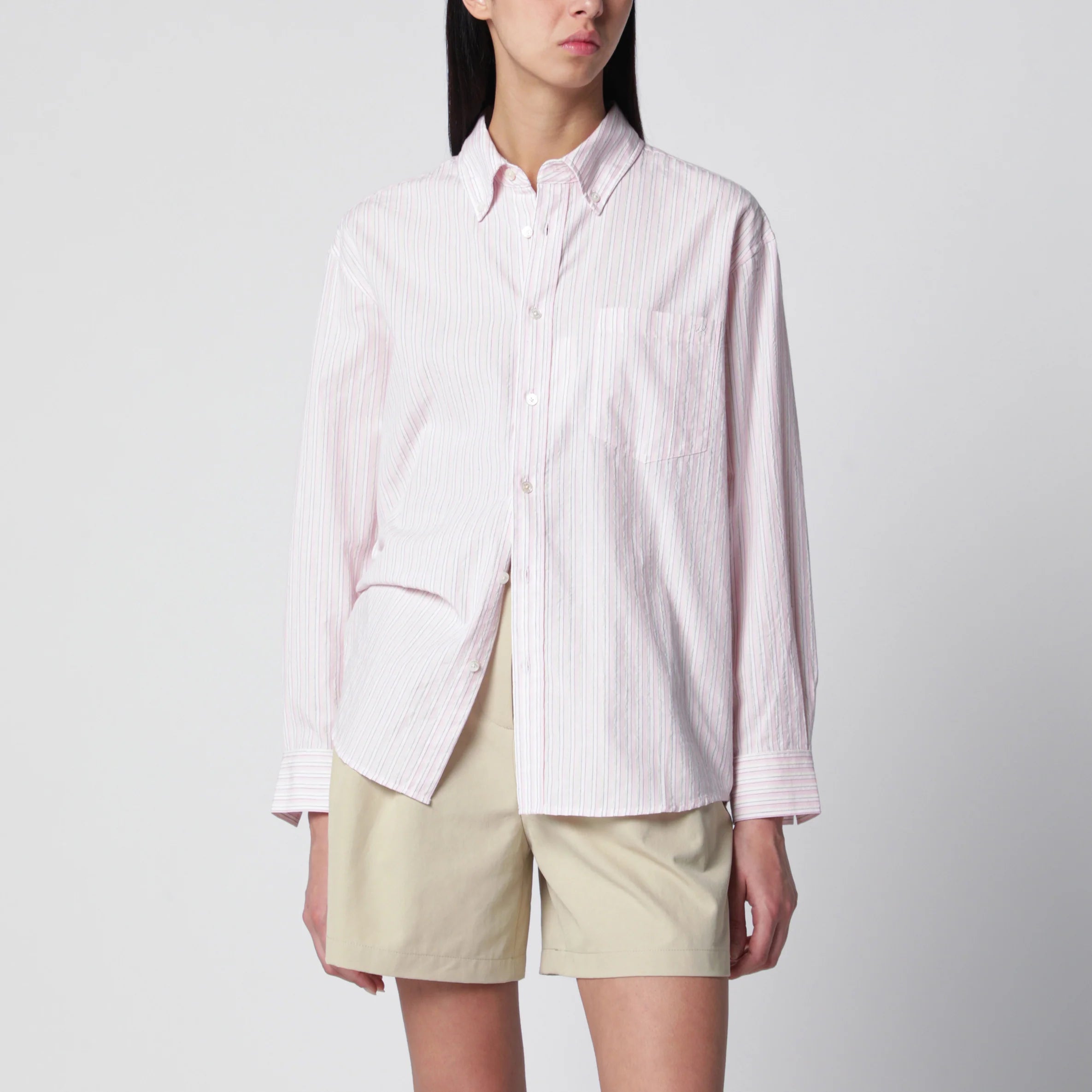 Dunst Pink striped cotton-blend shirt