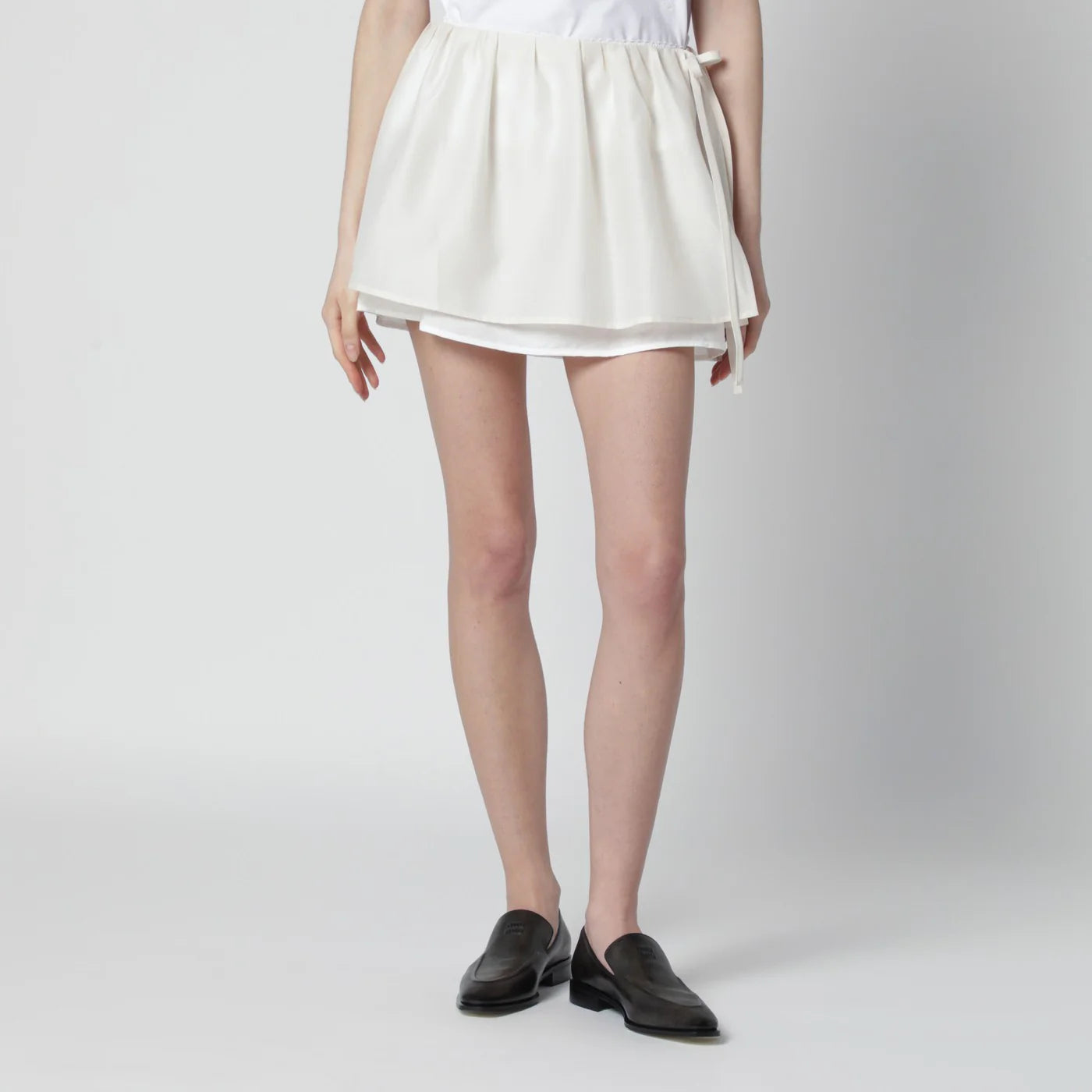 Dunst Cream mini skirt with overlapping panel