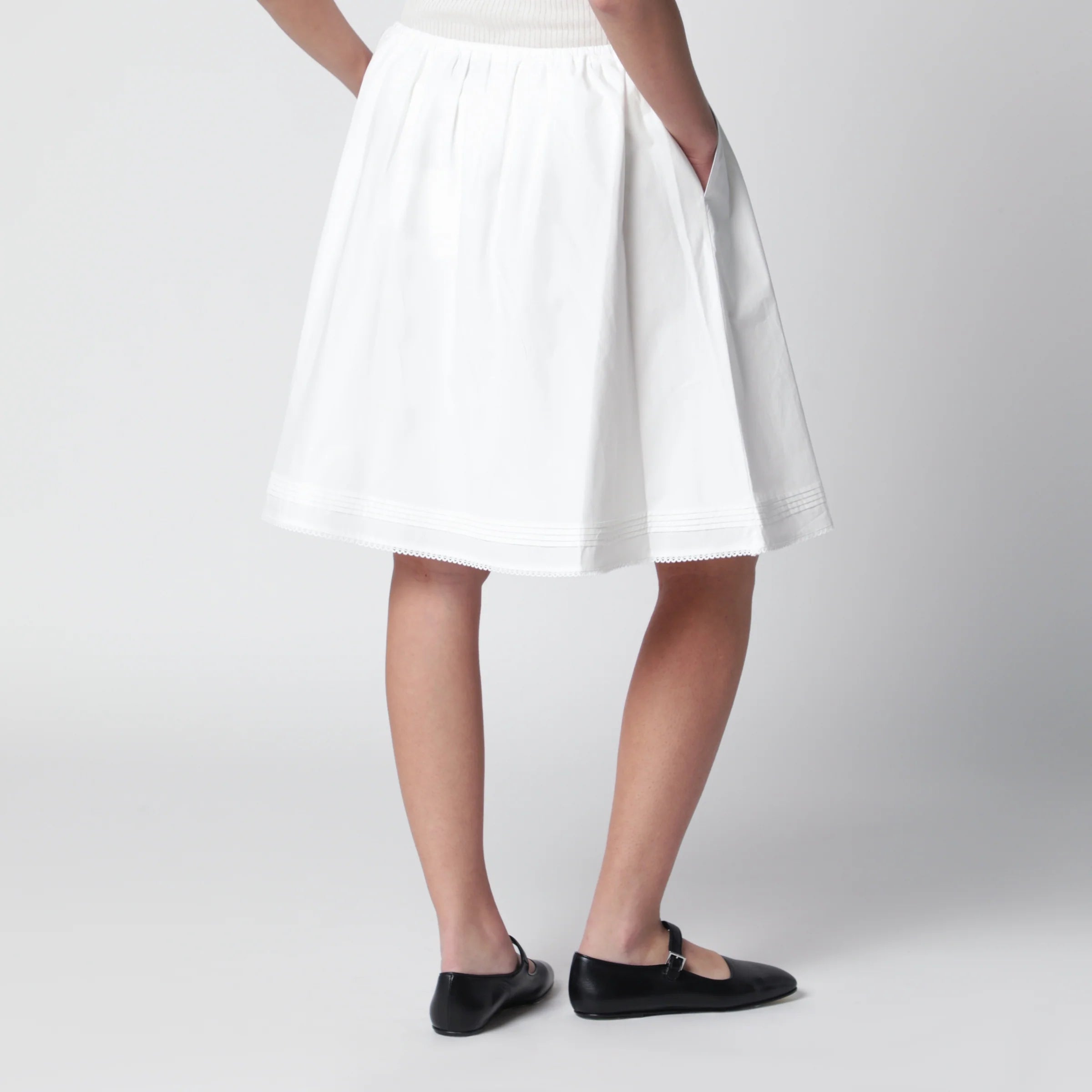 Dunst White cotton midi full skirt