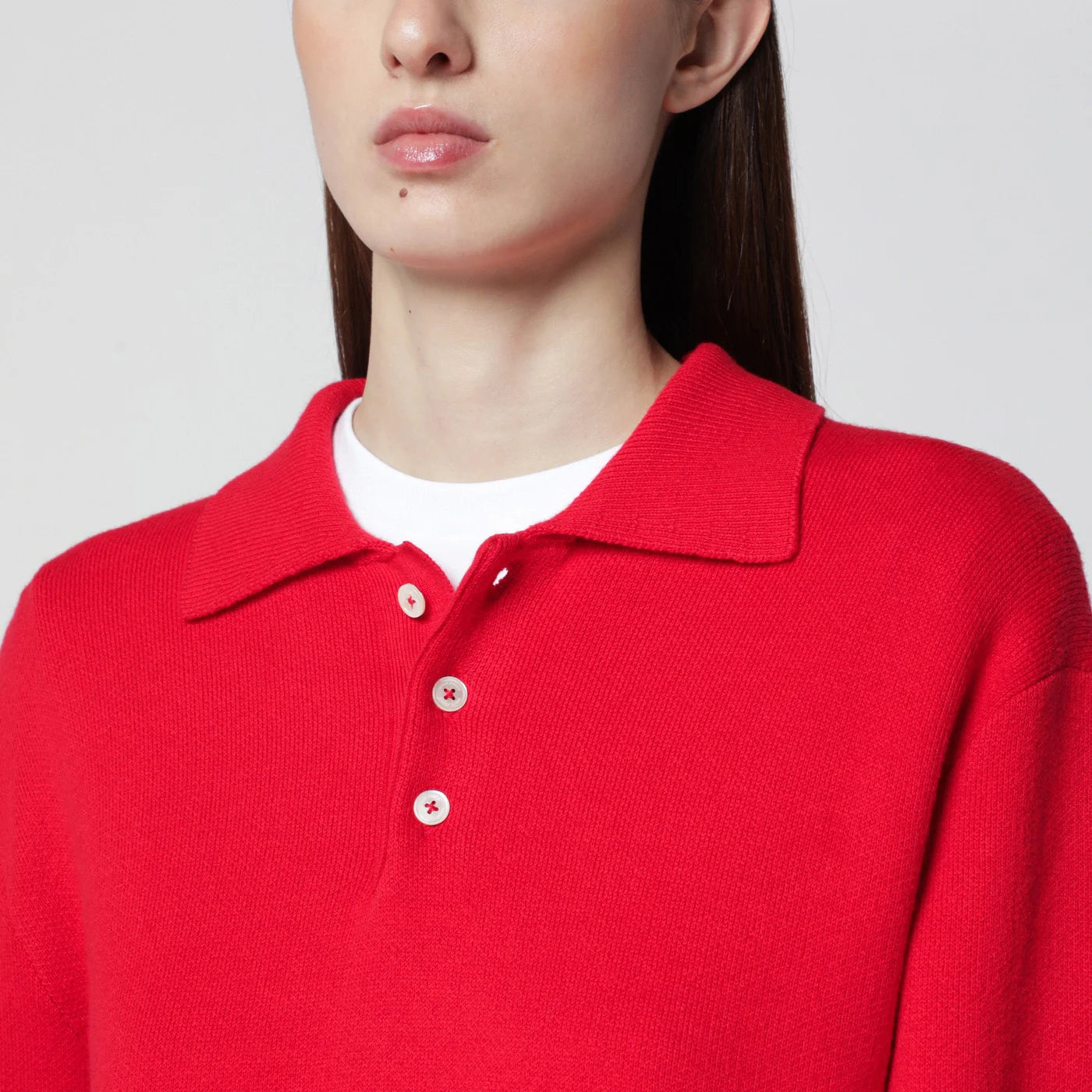 Dunst Red polo sweater in cotton and cashmere