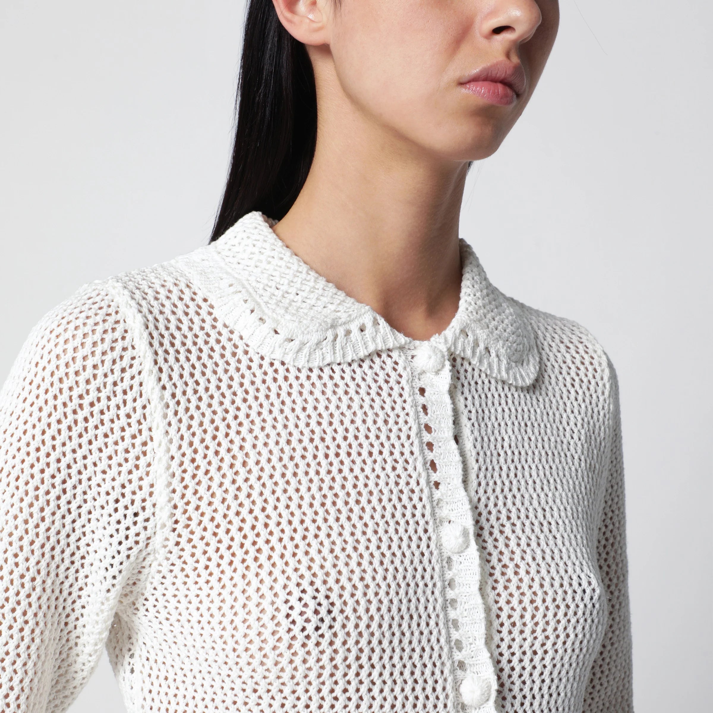 Dunst Ivory openwork linen-blend cardigan