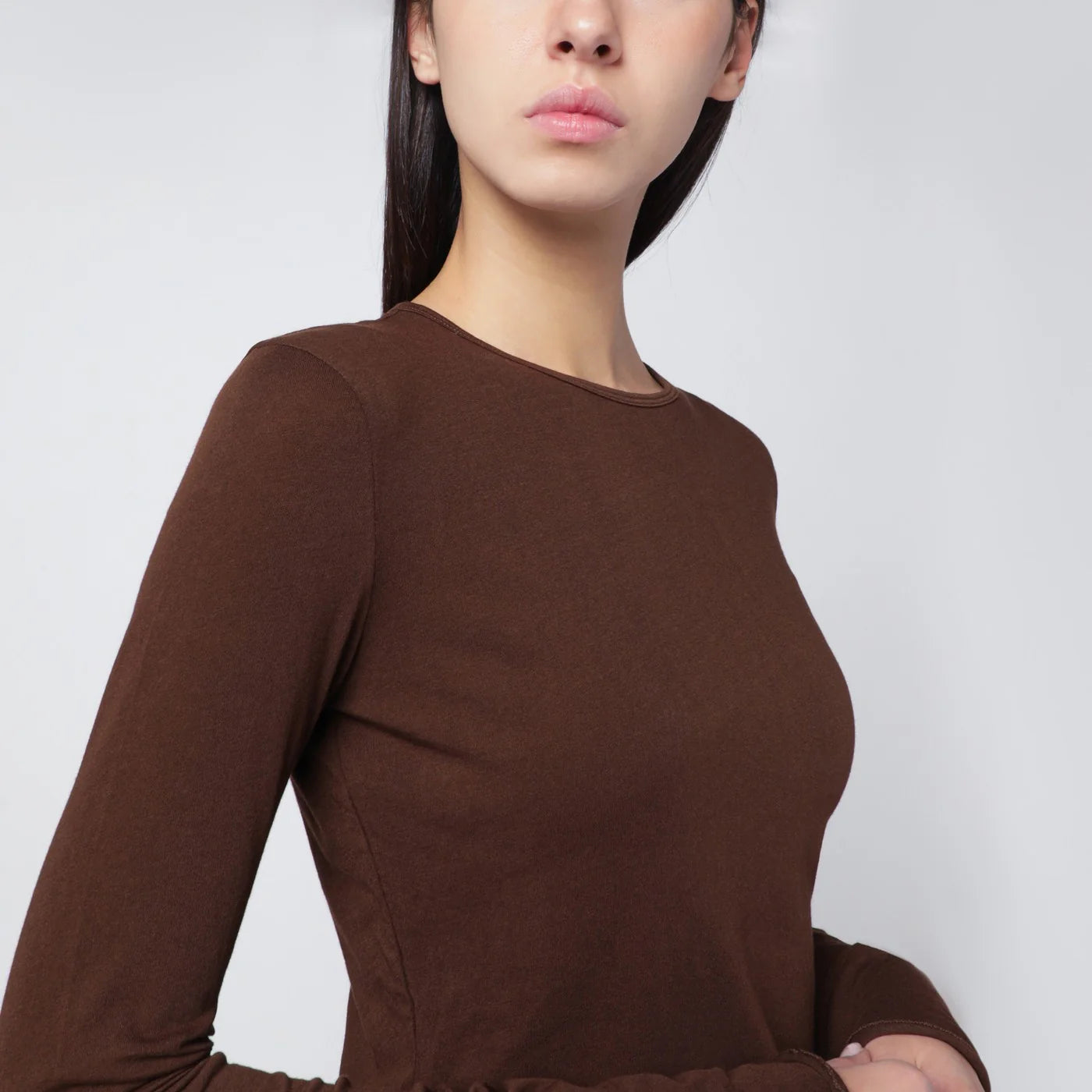 Entire Studios Brown crewneck cotton-blend top