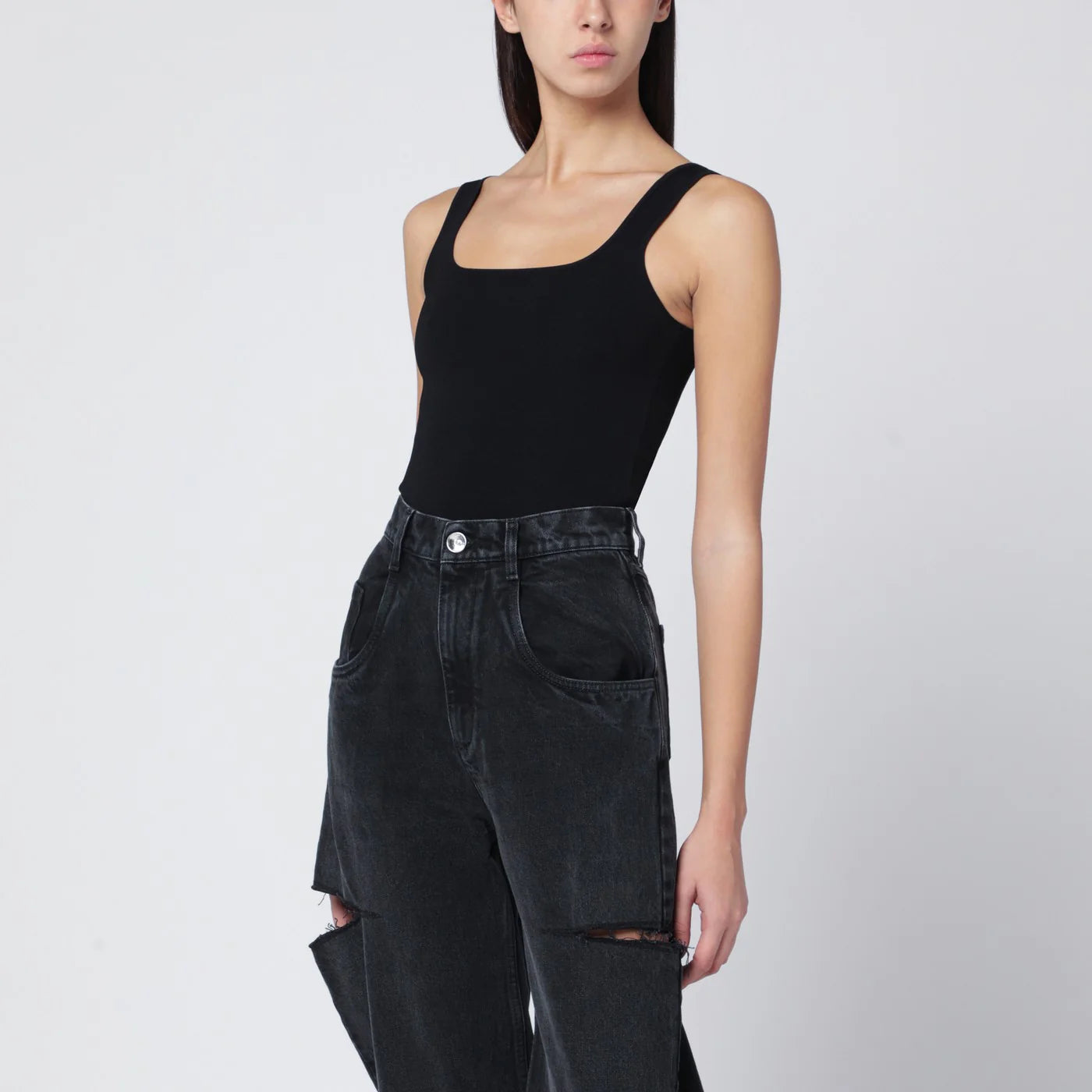 Entire Studios Black viscose-blend top