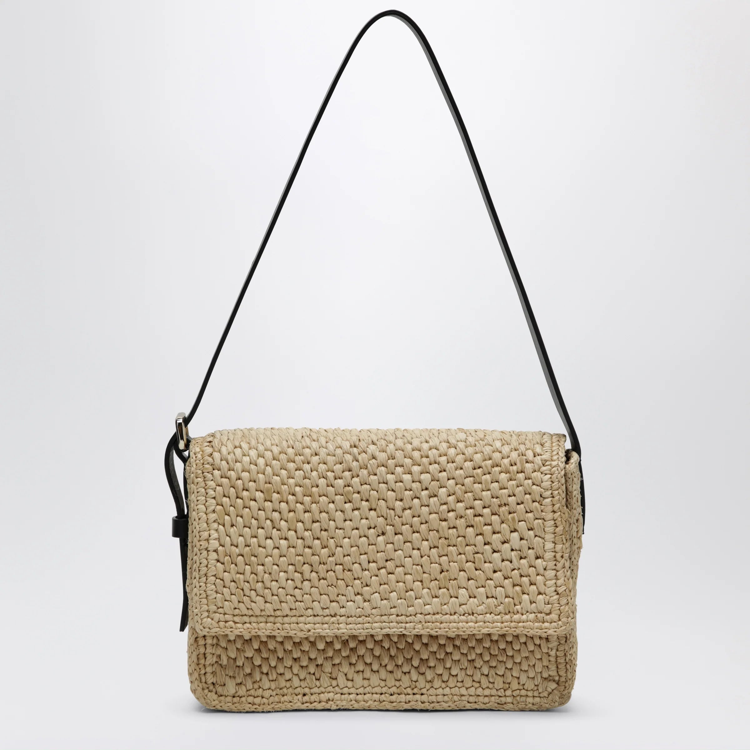 Manebí Raffia and leather shoulder bag