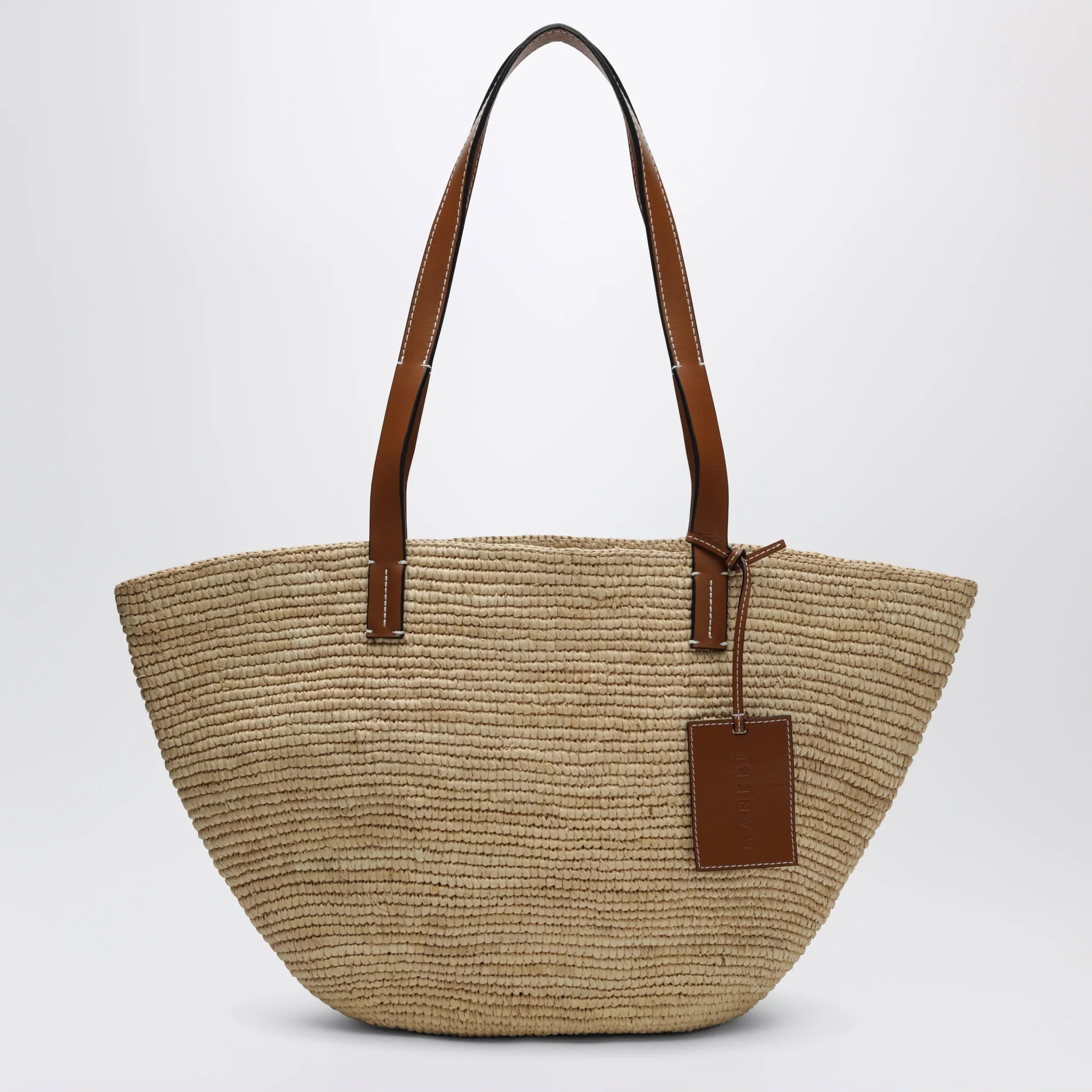 Manebí Raffia and leather shoulder bag
