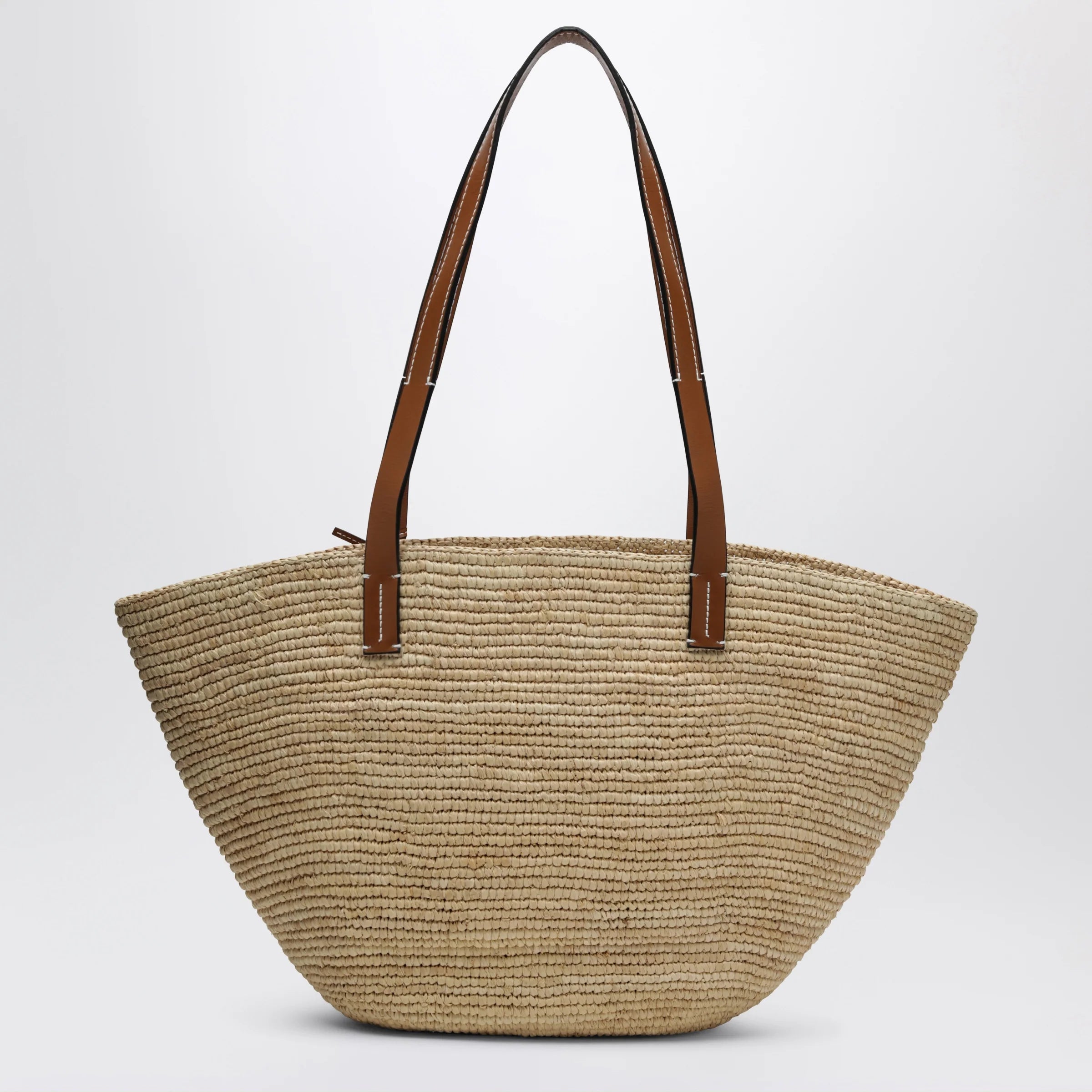 Manebí Raffia and leather shoulder bag