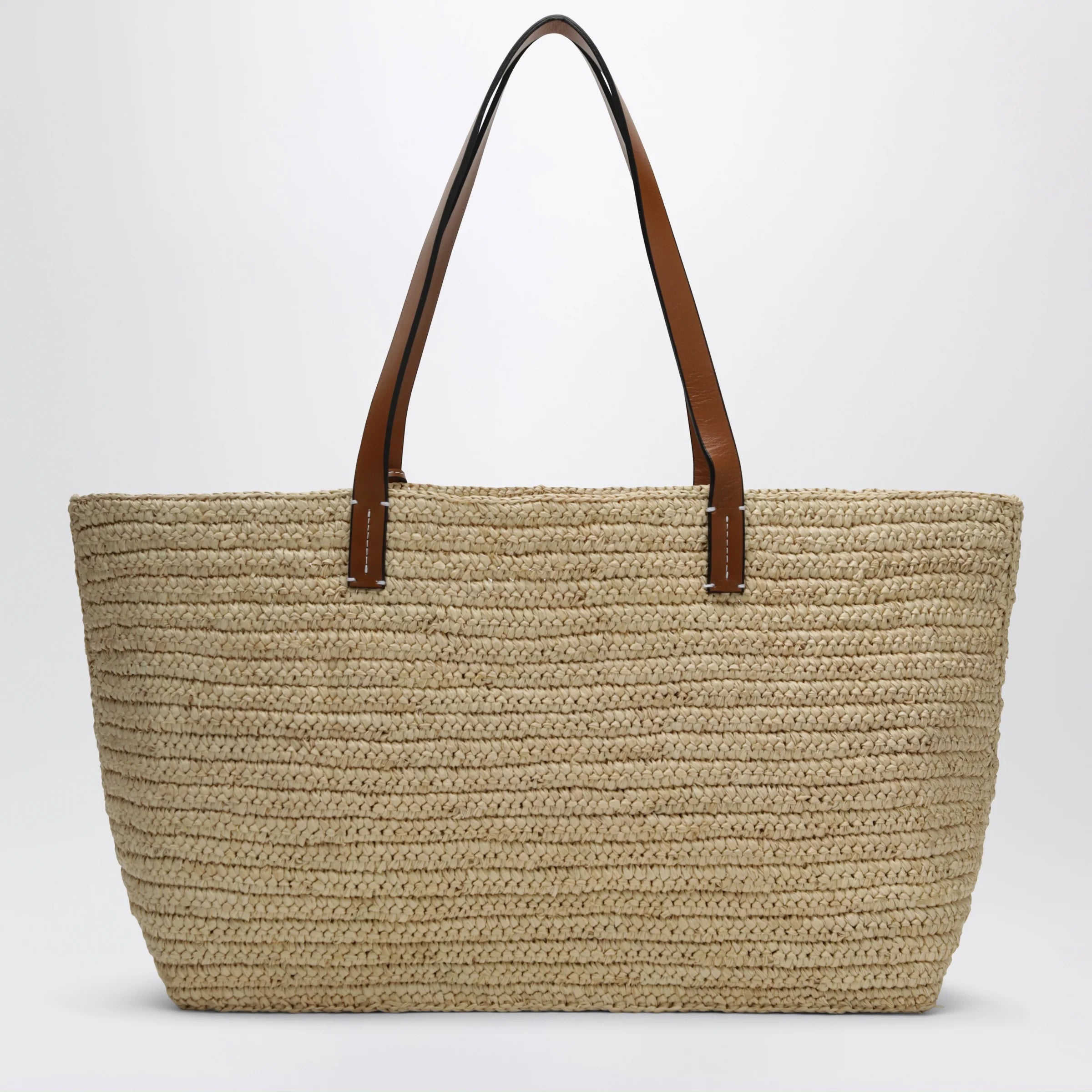 Manebí Raffia and leather shoulder bag