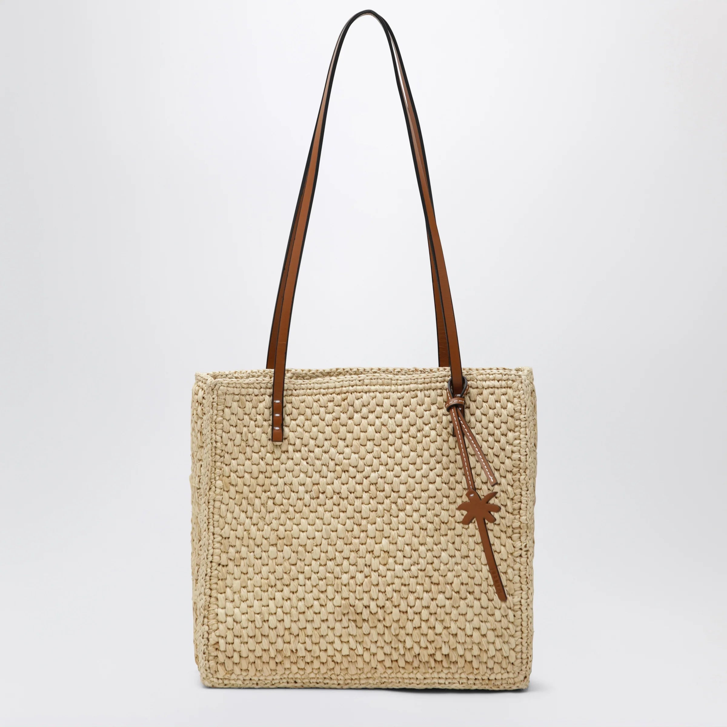 Manebí Beige raffia tote bag