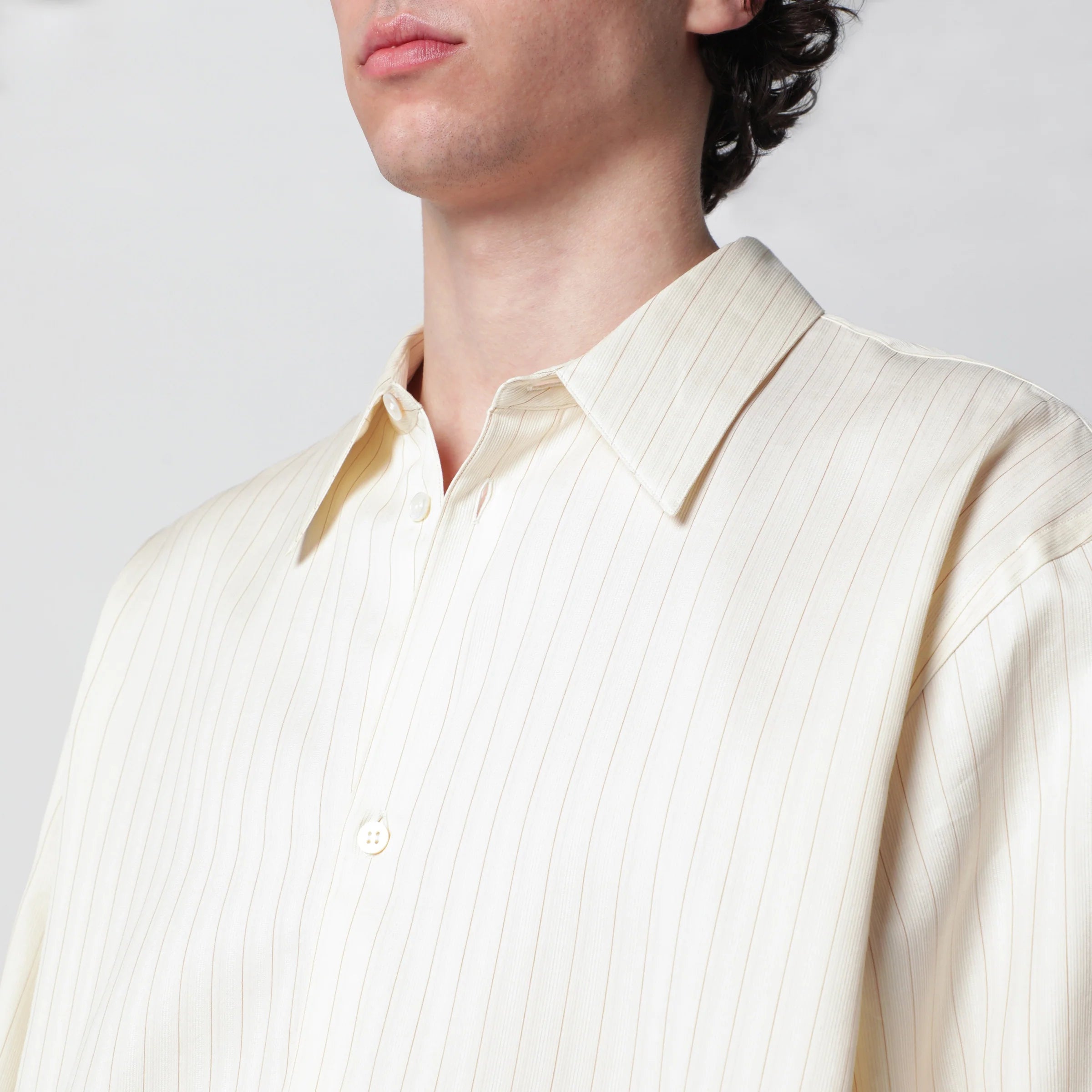 STUDIO NICHOLSON Striped cotton-blend shirt