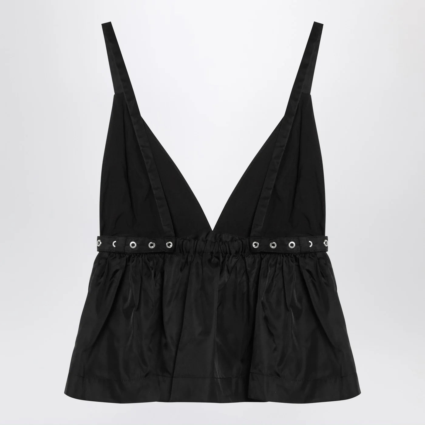GANNI Black duchesse top with strap
