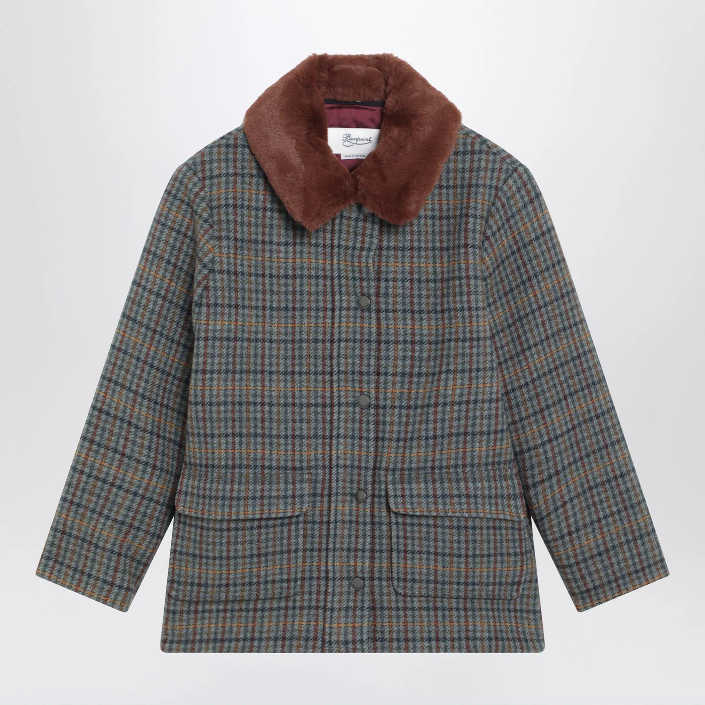 Bonpoint Joao quilted wool coat with checked pattern