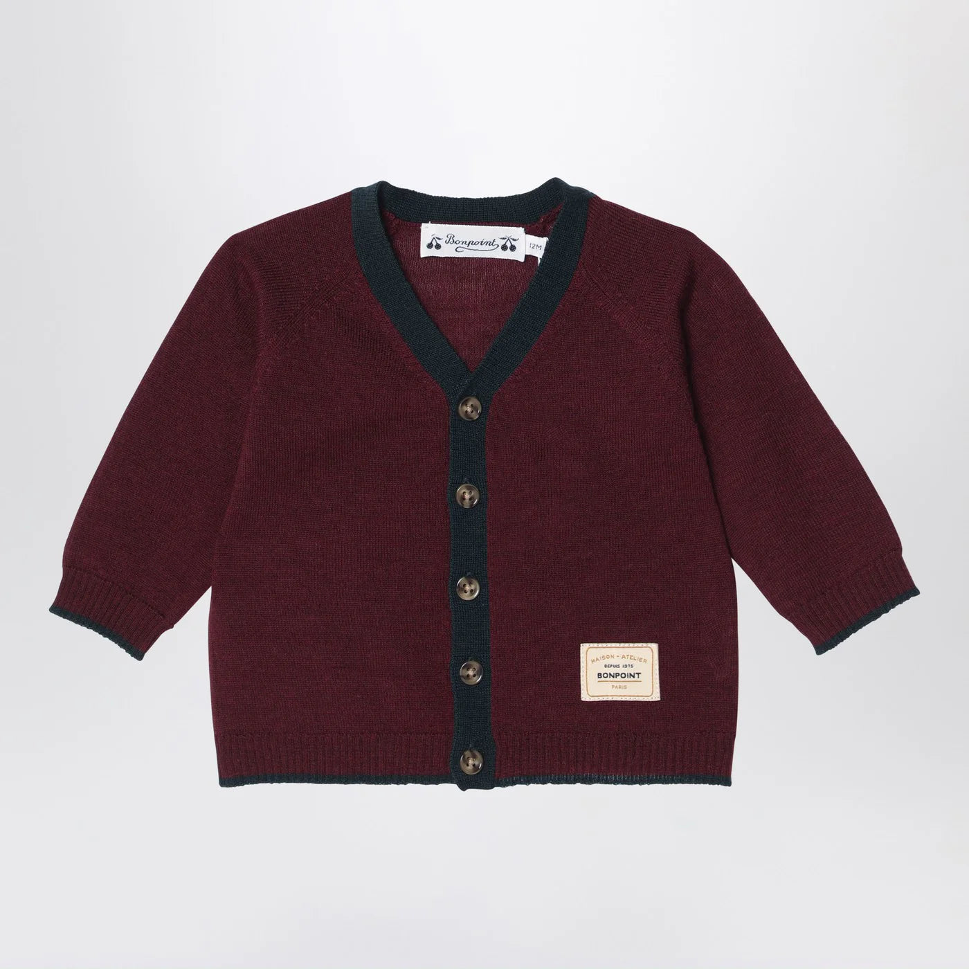 Bonpoint Burgundy wool cardigan