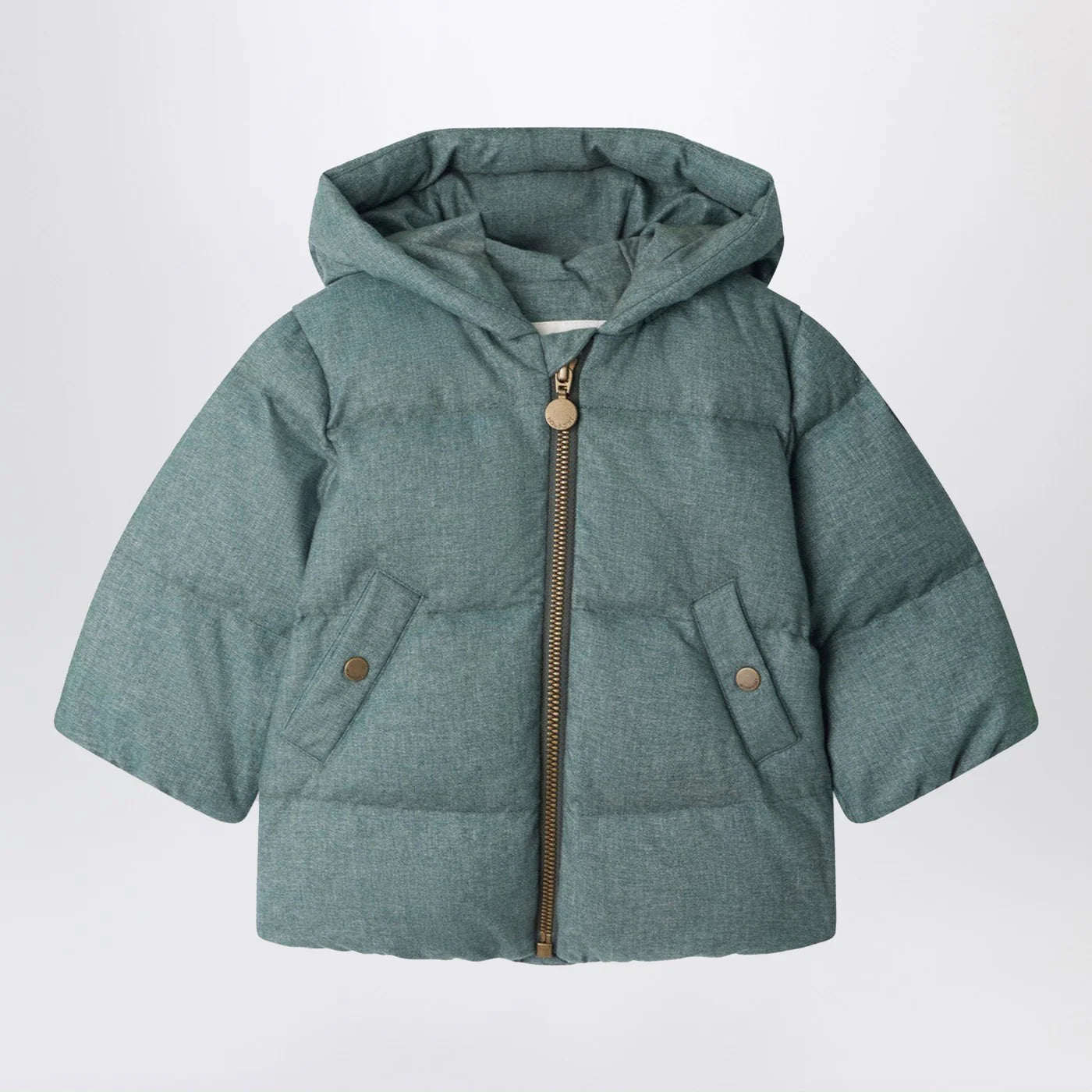 Bonpoint Bozen teal zip-up down jacket