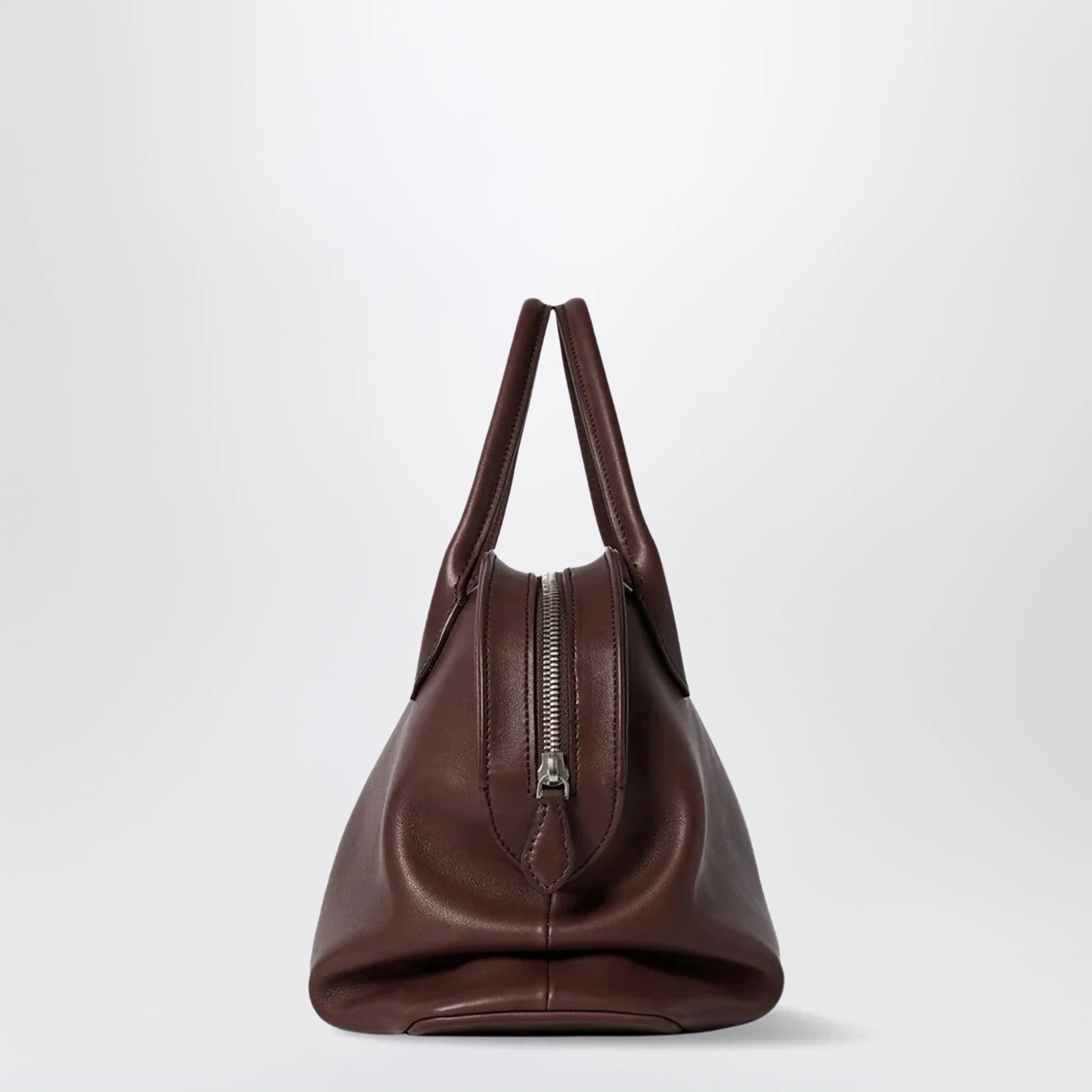 The Row Agnes soft glossy calfskin handbag in burgundy