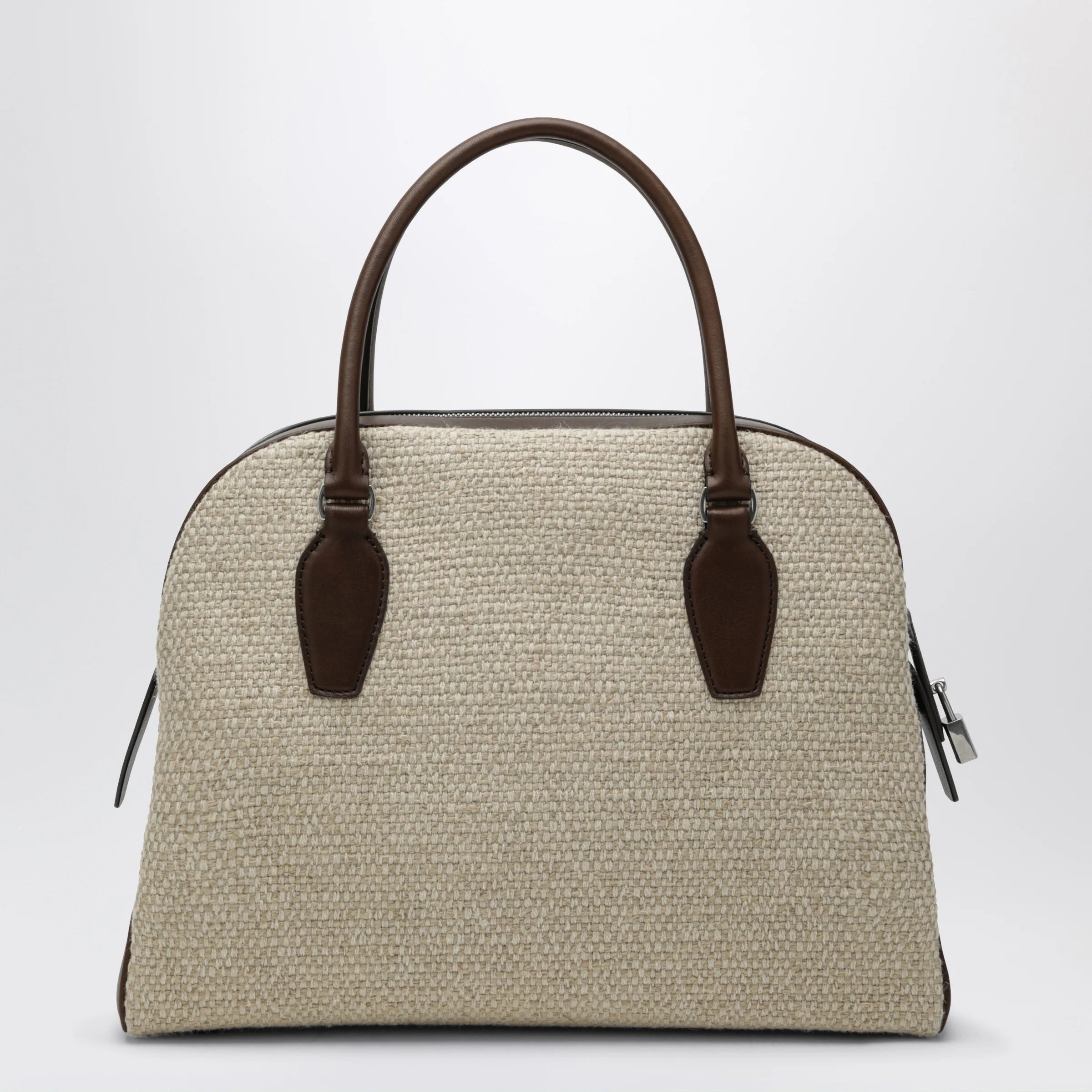 The Row India 12 natural/brown canvas and leather bag