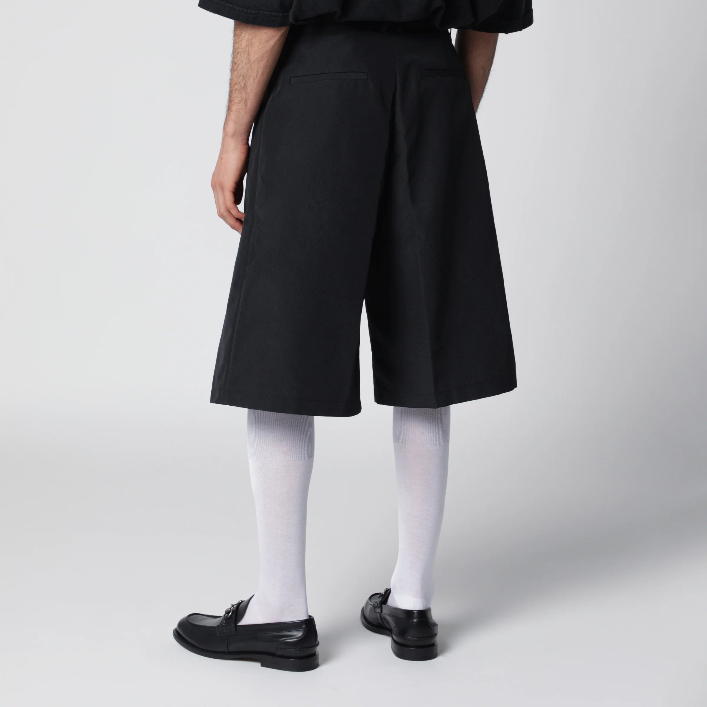 Willy Chavarria Black wide cotton bermuda shorts