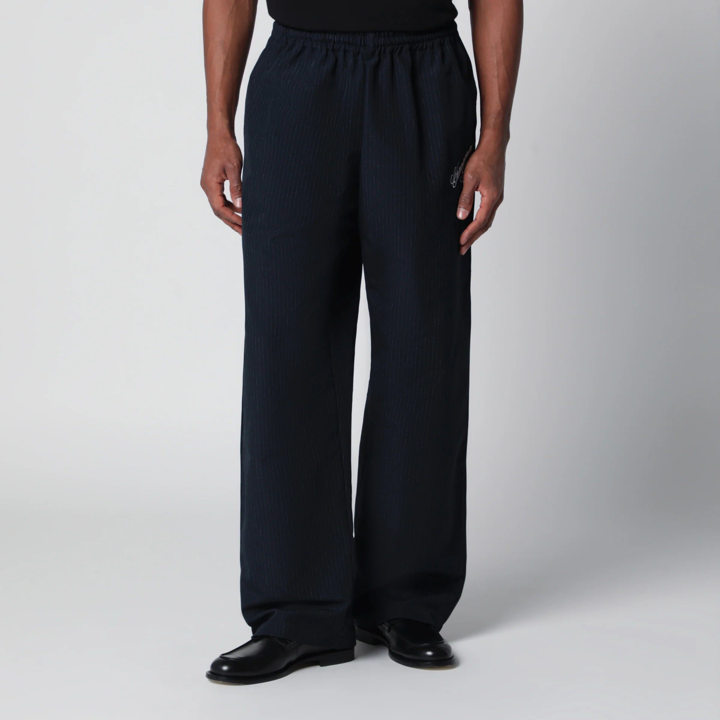 Willy Chavarria Pinstripe jogging trousers with logo embroidery