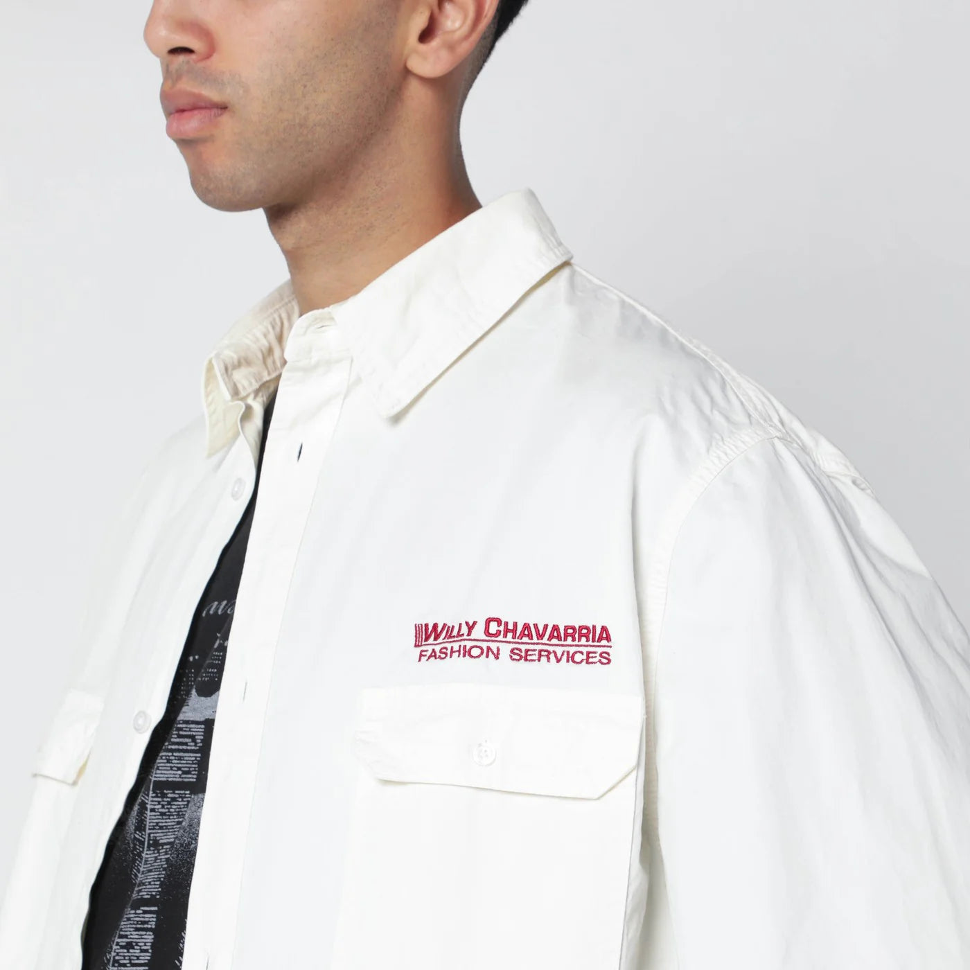 Willy Chavarria Corcoran white cotton shirt