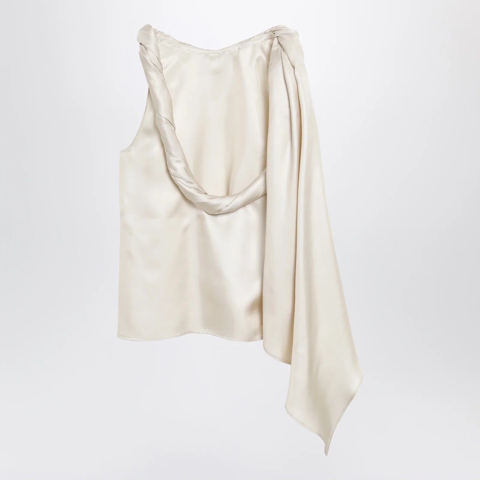 LouLou De Saison Wilma silk twill top with a twisted collar and scarf detail
