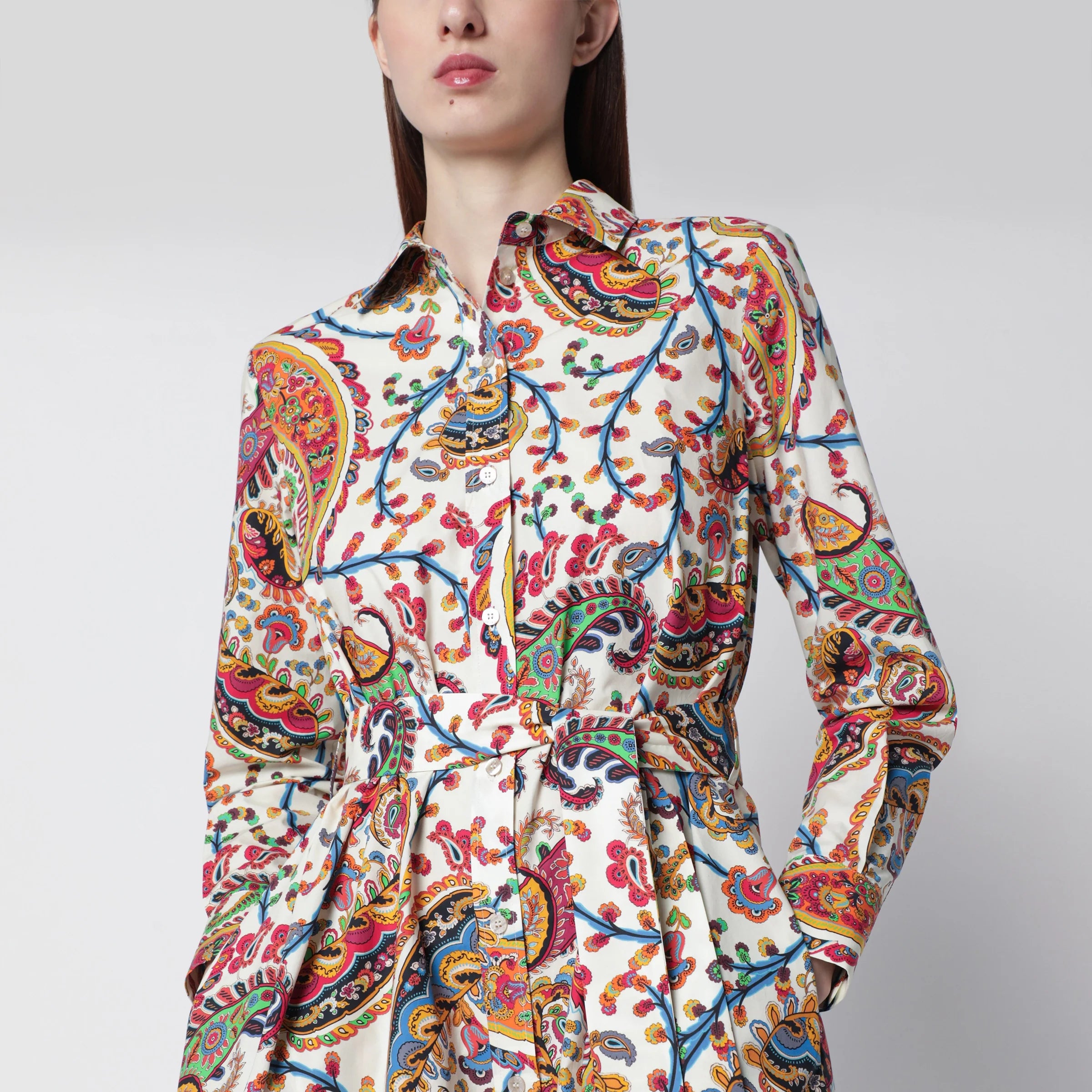 ETRO Midi cotton dress with paisley print