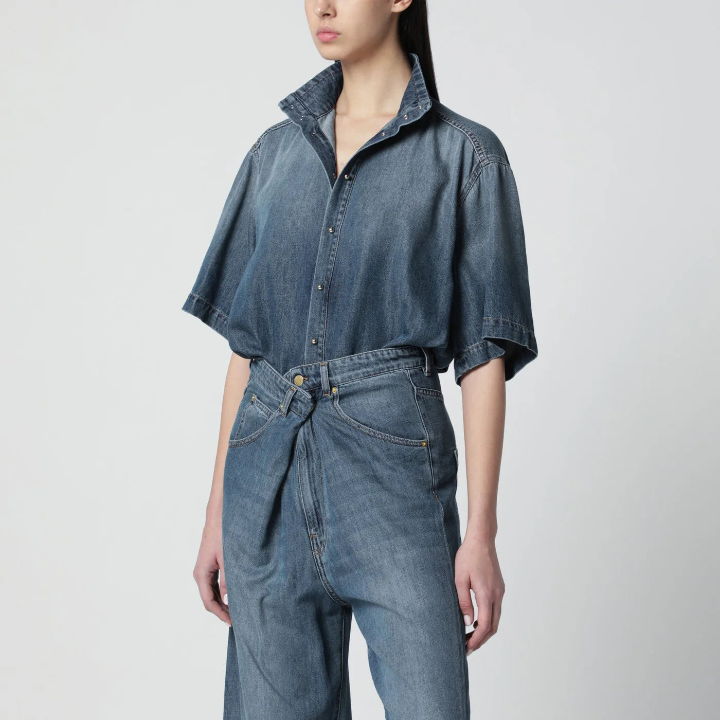 DARKPARK Oversized short-sleeve denim shirt
